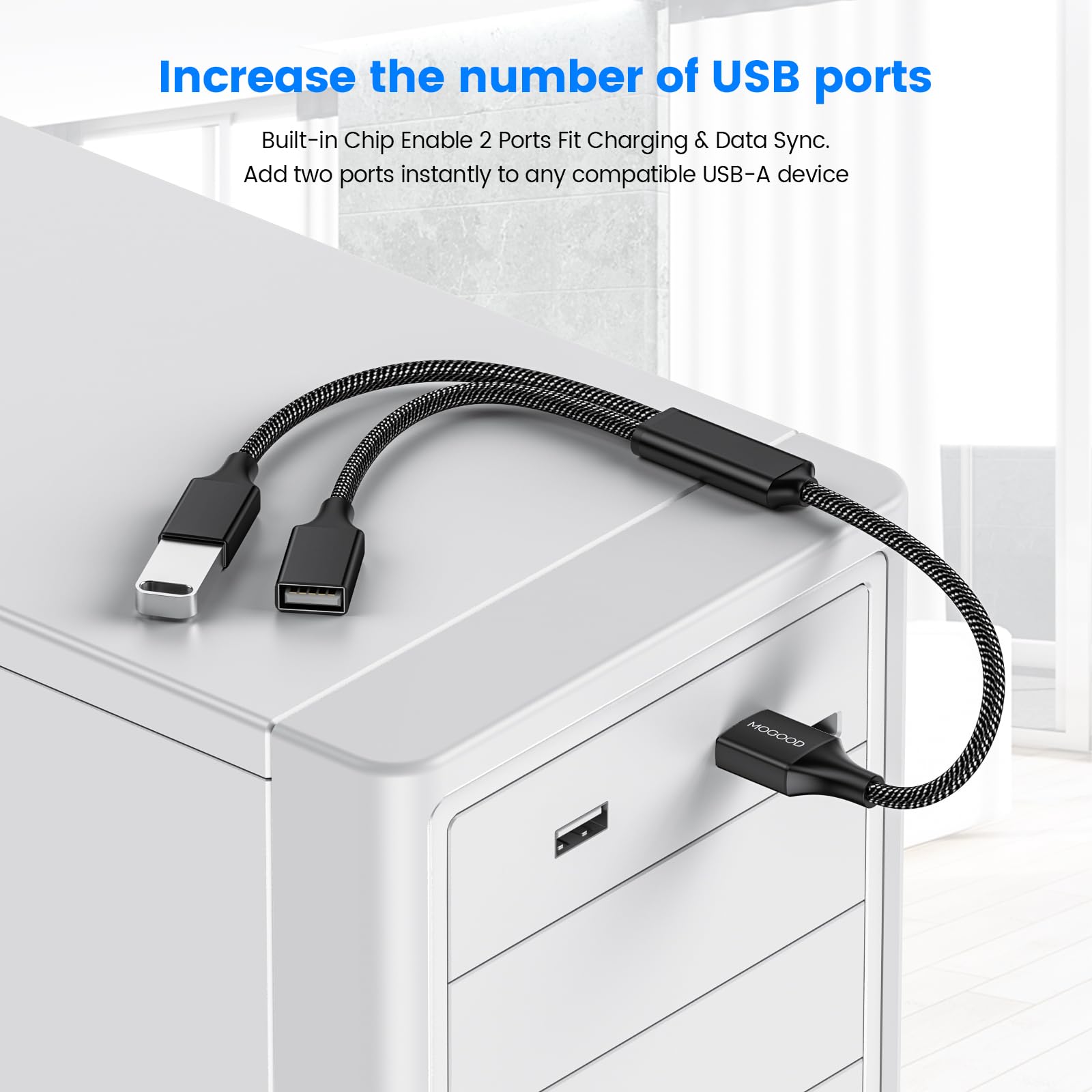 Mogood Usb 2.0 Adapter, Dual Usb Port Extender Hub For Laptop/Mac/Tesla Model 3 Charging/Data Transfer