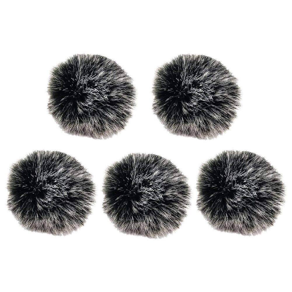 Lavalier Wind Muff 5 Pack Lapel Microphone Wind Muff 0.2/0.4 Inch Furry Lav Windscreen Windproof Wind Screen (0.2Inch, Black/Whi