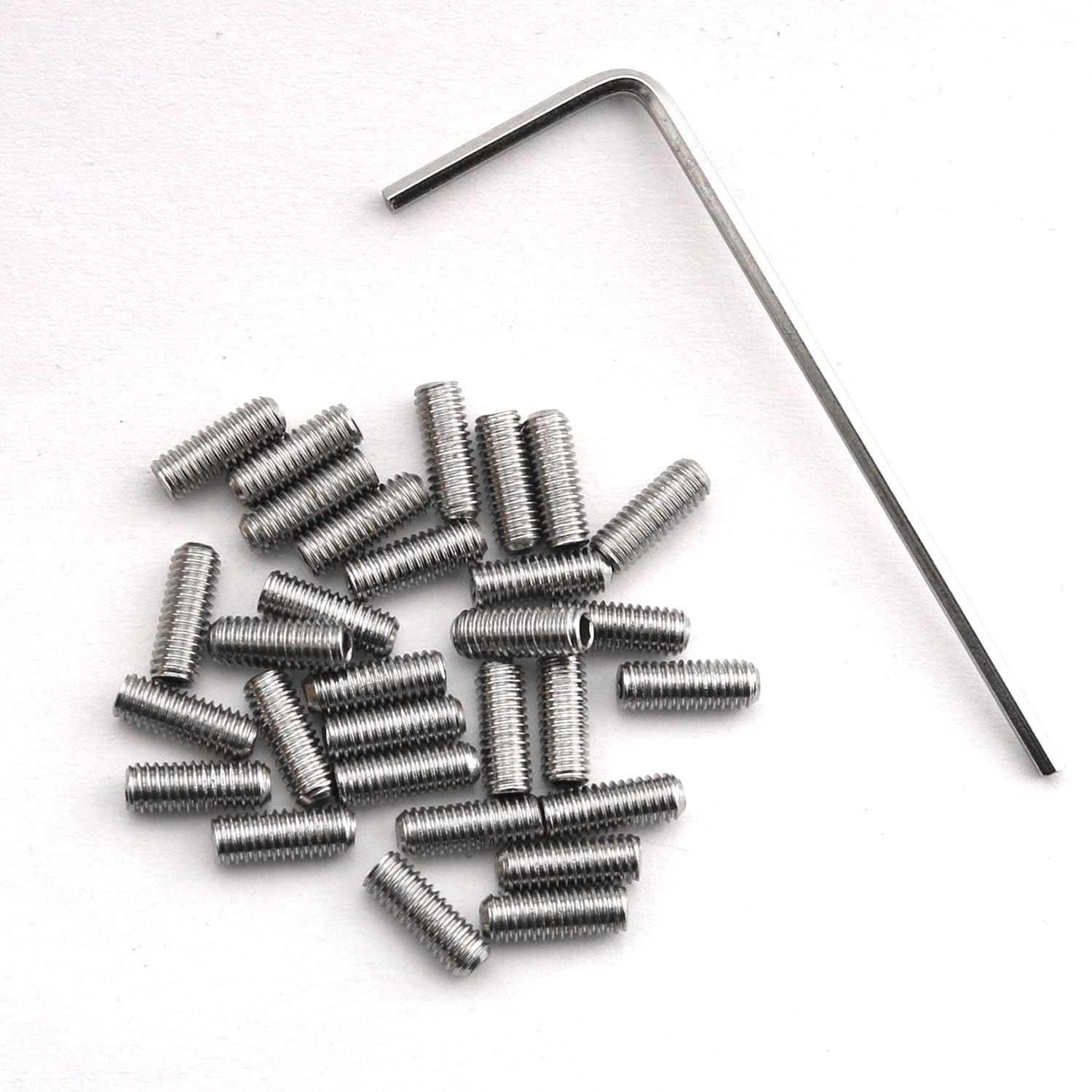 Dgbrsm 30Pcs Stainless Steel Guitar Bridge Saddle Height Adjustment Screws With Wrench, M3X8