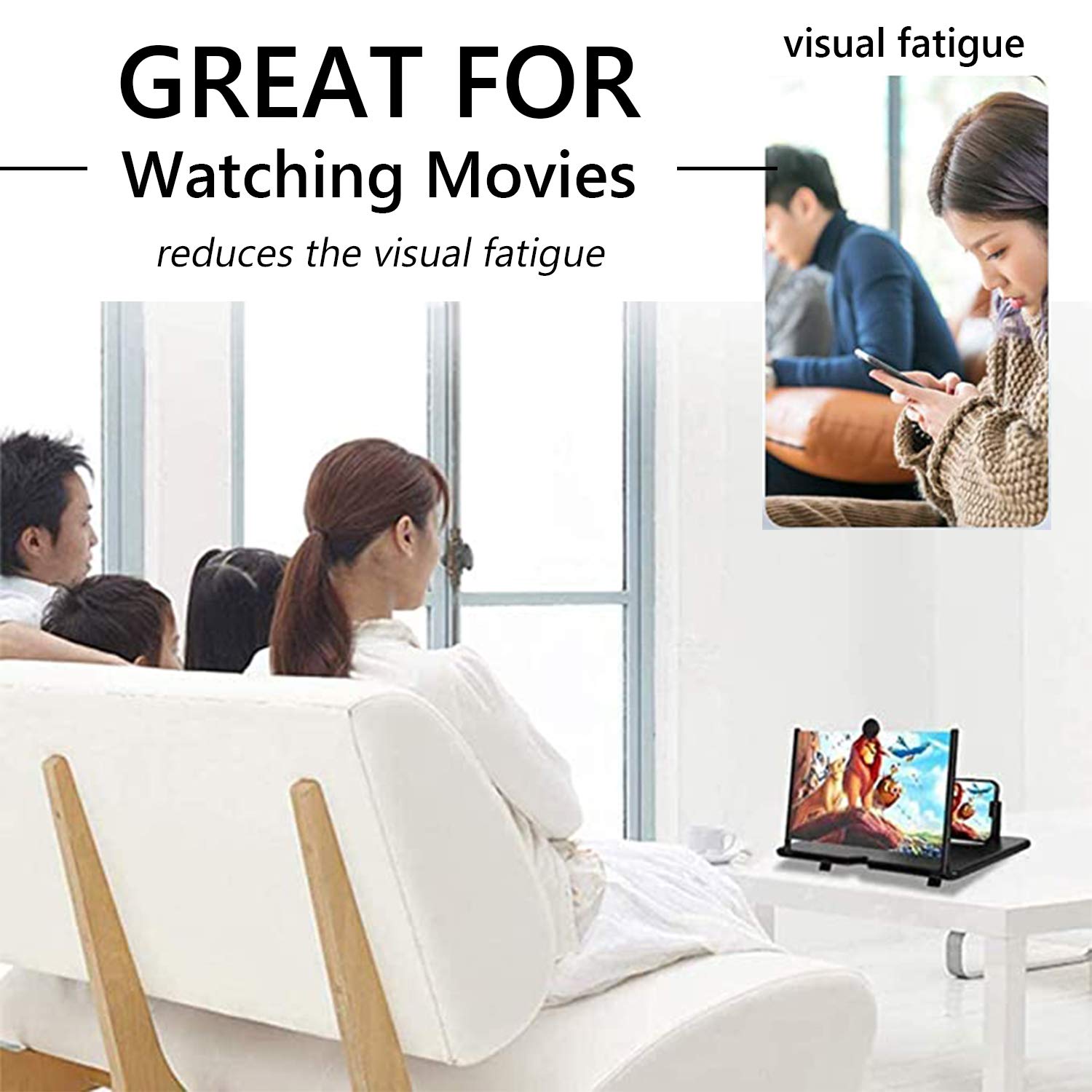 Smartphone Screen Magnifier Stand 14 Inch 3D Foldable Amplifier Stand Holder For Cell Phone Adjustable Angle For Families Mom Da