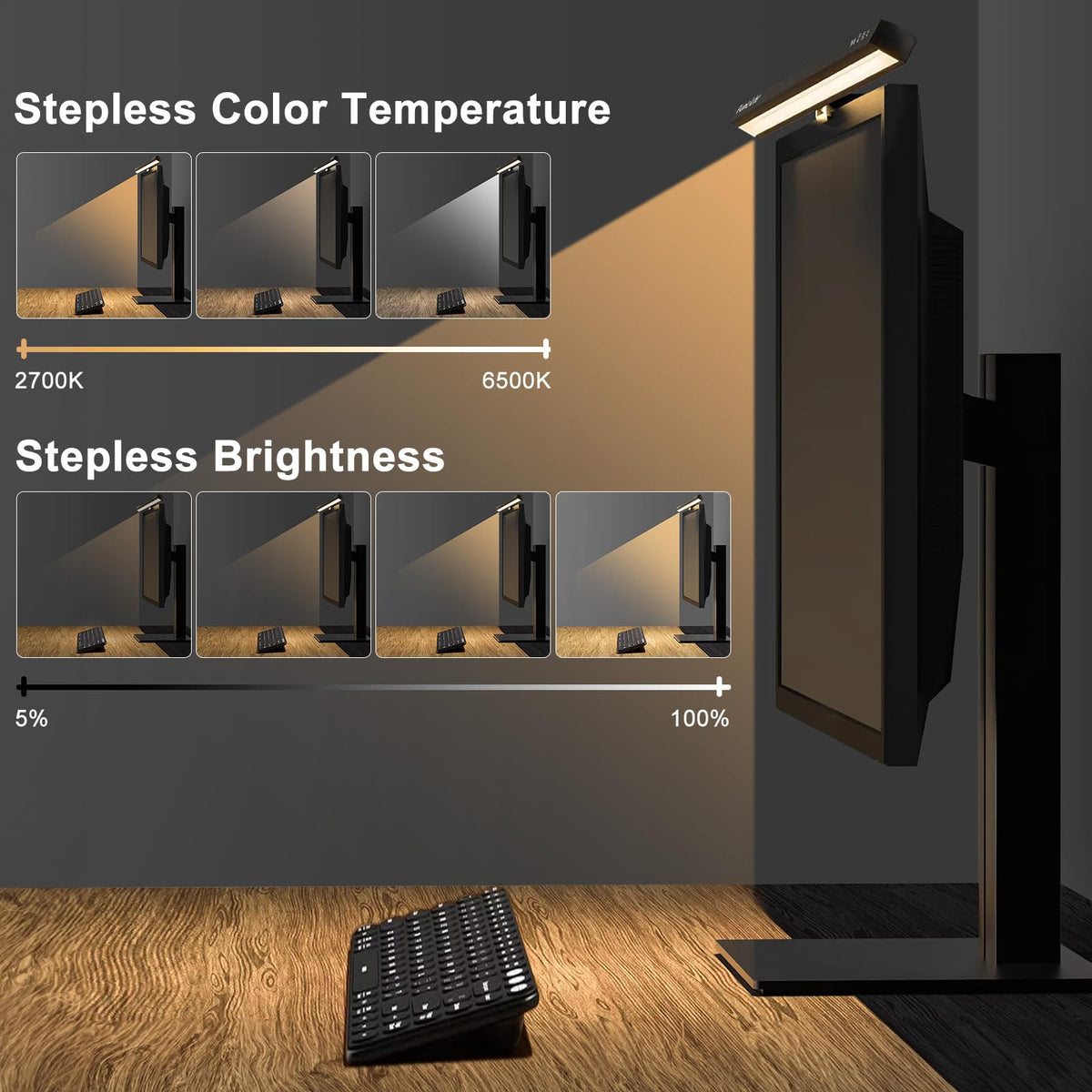 Screen Button Light Funlicht Computer Monitor Light Bar, Auto On/Off Screen Monitor Lamp F ...