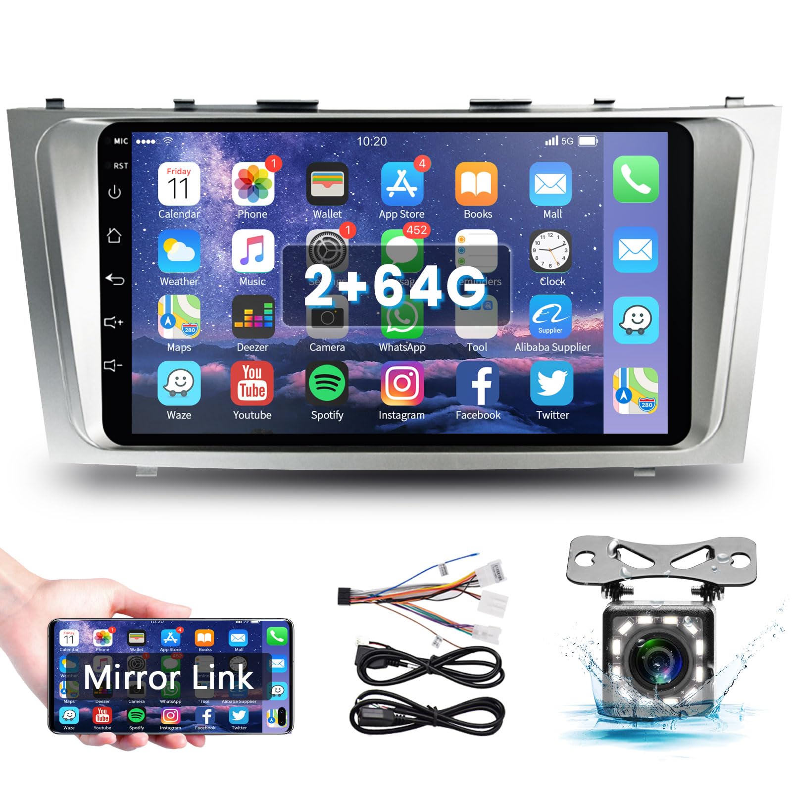 2G+64G For Toyota Camry 2006 2007 2008 2009 2010 2011 Android 13 Car Stereo For Toyota Camry, 9 Inch Hd Touch Screen Car Radio W