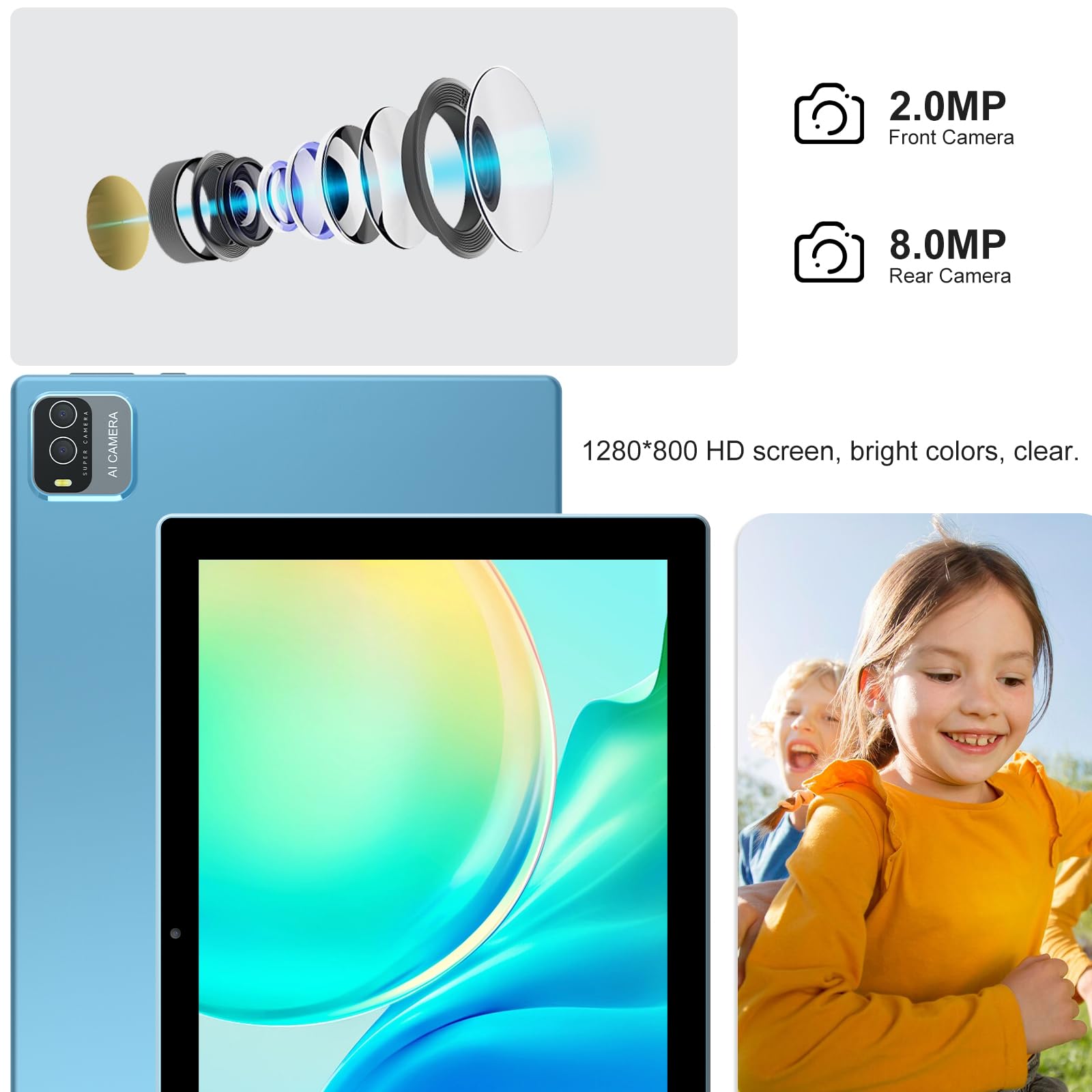 Android 13 Tablet With Keyboard, 10.1 Inch 10Gb Ram+64Gb Rom 2024 Newest 2 In 1 Tablets With Case Mouse Stylus, 1.8Ghz Quad Core