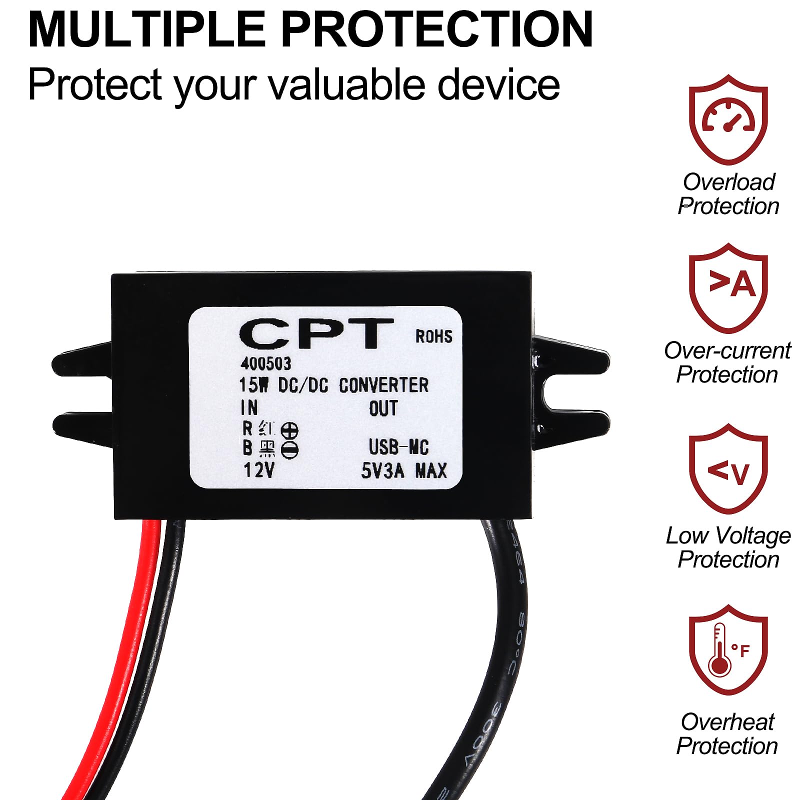 Diann Direct Current Converter 12V To 5V 3A 15W Buck Converter Module Usb Female Dc Power Adapter Converter Dc To Dc Regulator C