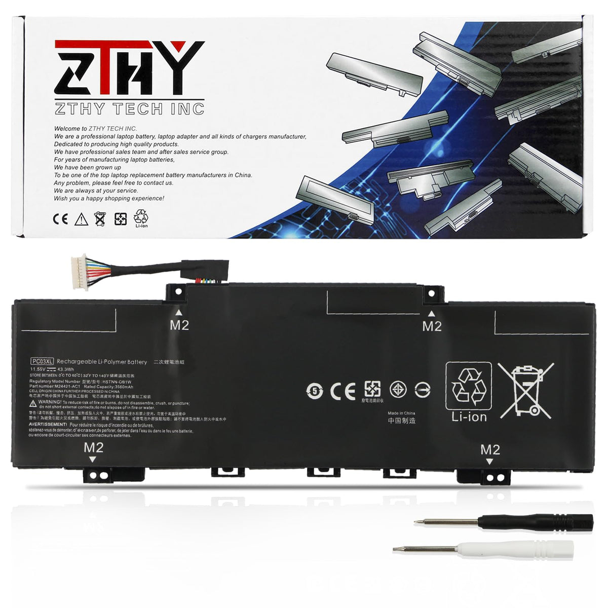 Pc03Xl Battery 43.3Wh 3Cell Replacement For Hp Pavilion X360 14 Cd 14 Dy 14M Dy 14 Dh 15 Er 15T Er 15 Er0125Od 14 Dy1031Ns 14M D