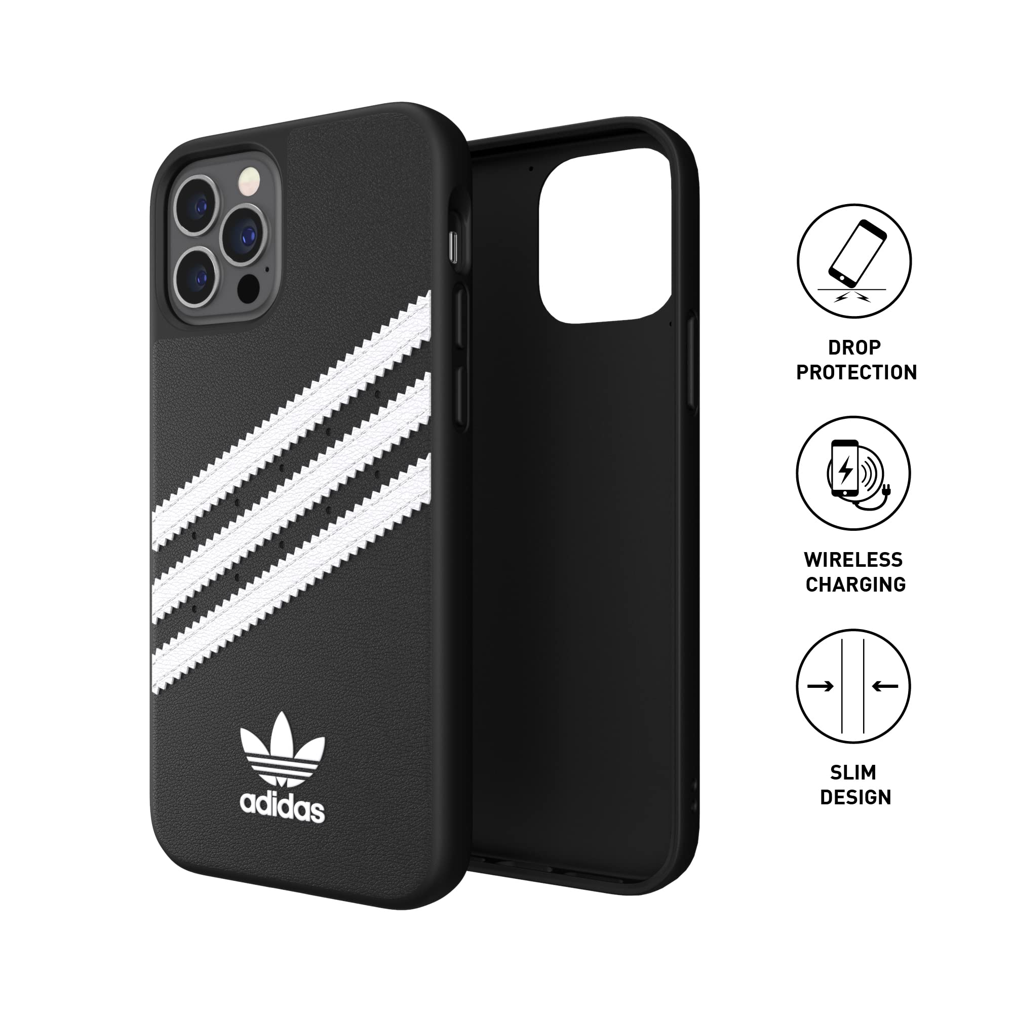 Adidas Iphone 12/12 Pro Black/White Originals Molded Phone Case, Iphone Case, Drop Resistant Phone