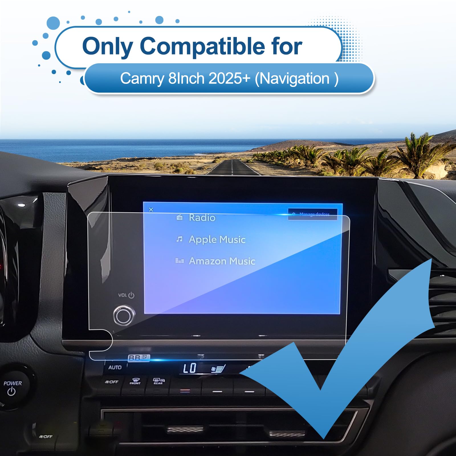 Coleya 2025 Camry Screen Protector For Toyota Camry (Le/Se) 8 Inch Touch Screen, 9H Tempered Glass 2025 Camry Accessories 8 In.