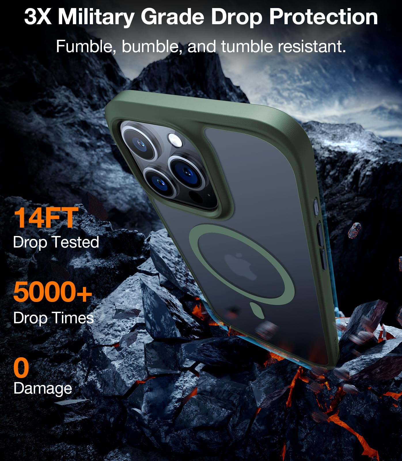 Torras Magnetic Guardian Designed For Iphone 15 Pro Max Case [Compatible With Magsafe][Military Grade Drop Tested] Slim Transluc