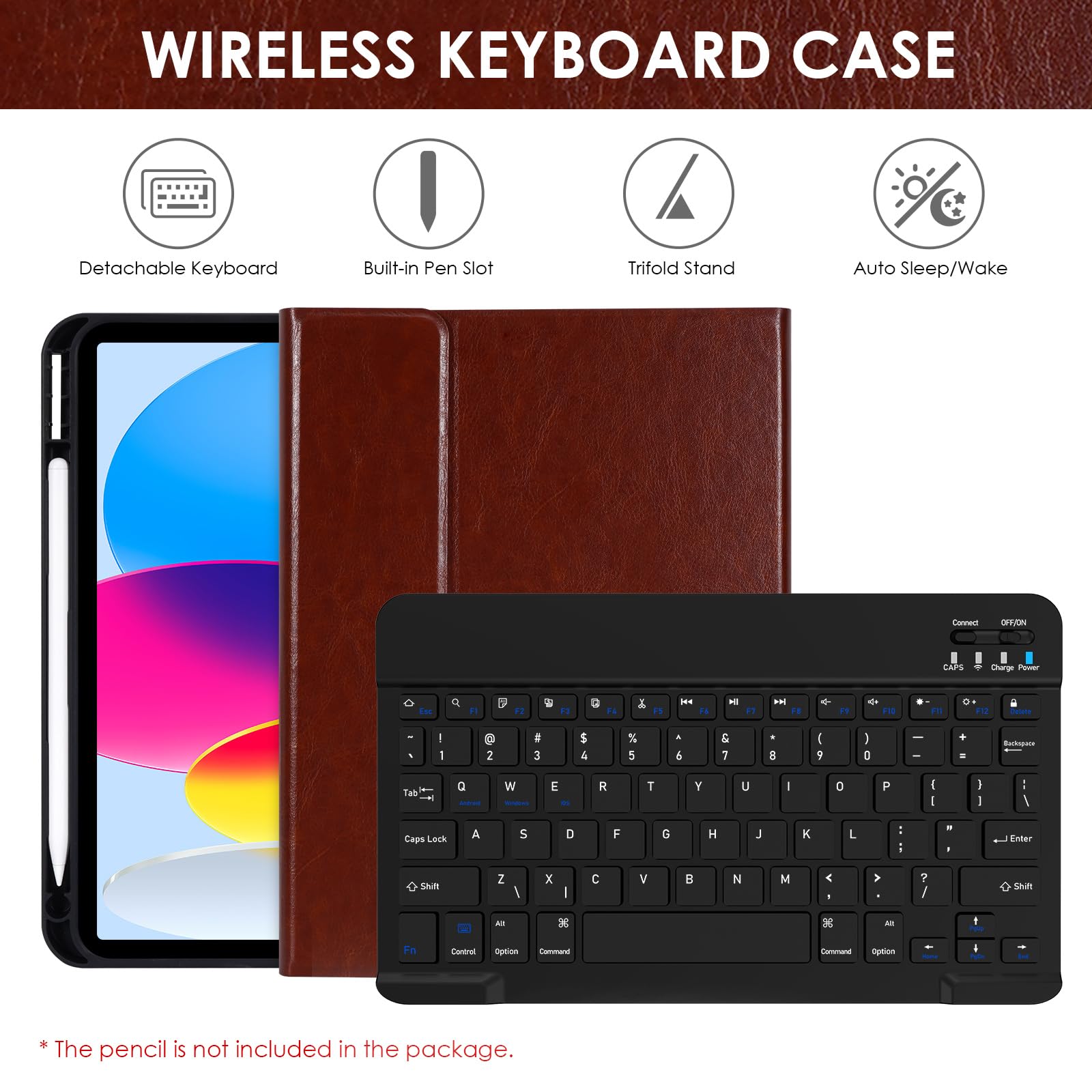 Lama Wireless Keyboard Case With Mouse For Ipad 10Th Generation 10.9'' 2022 (A2696/A2757/A2777), Slim Detachable Keyboard Case W