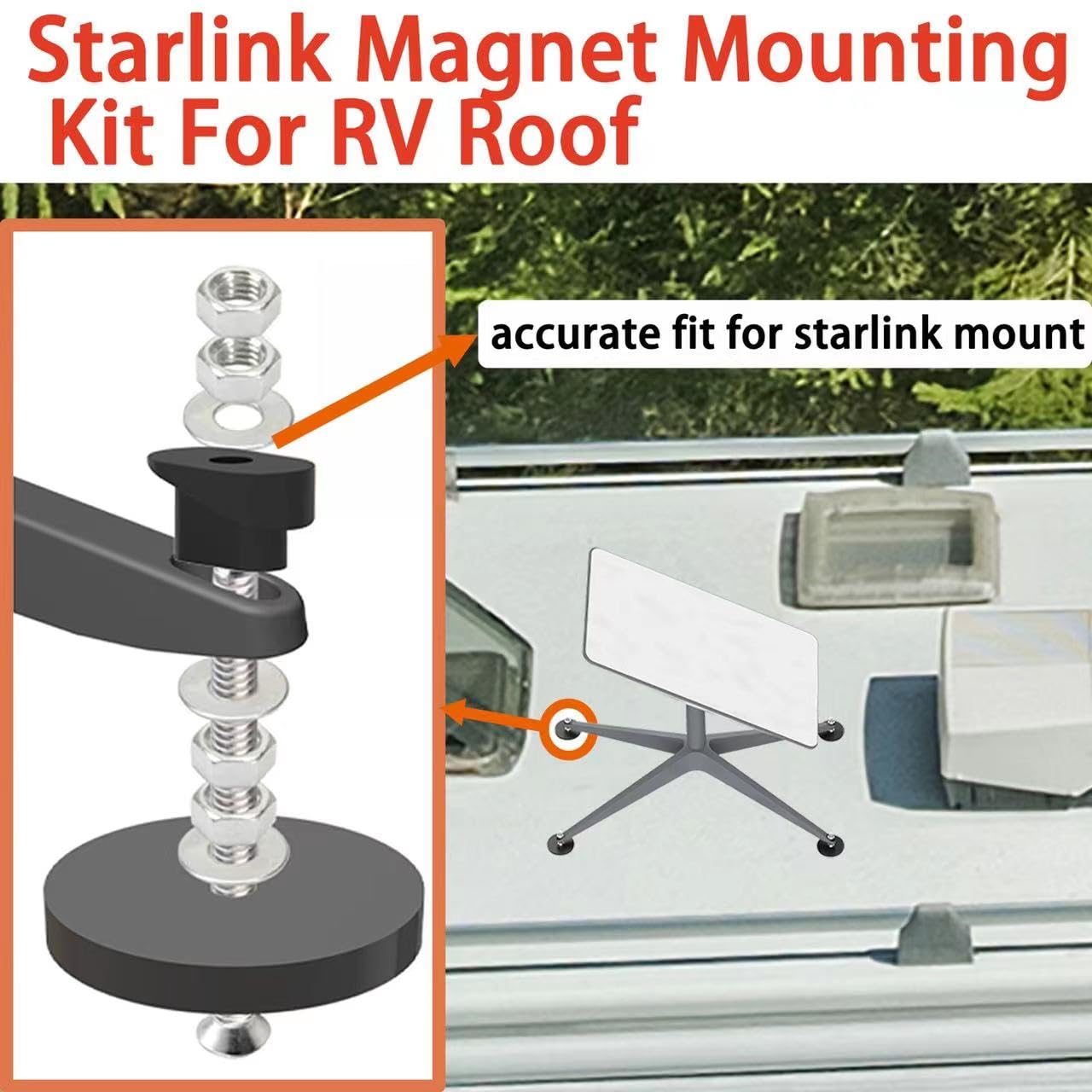176 Pounds Magnetic Roof Mount Compatible With Starlink, Magnet Mounting Kit For Car/Camper/Suv/Trailer Compatible With Starlink