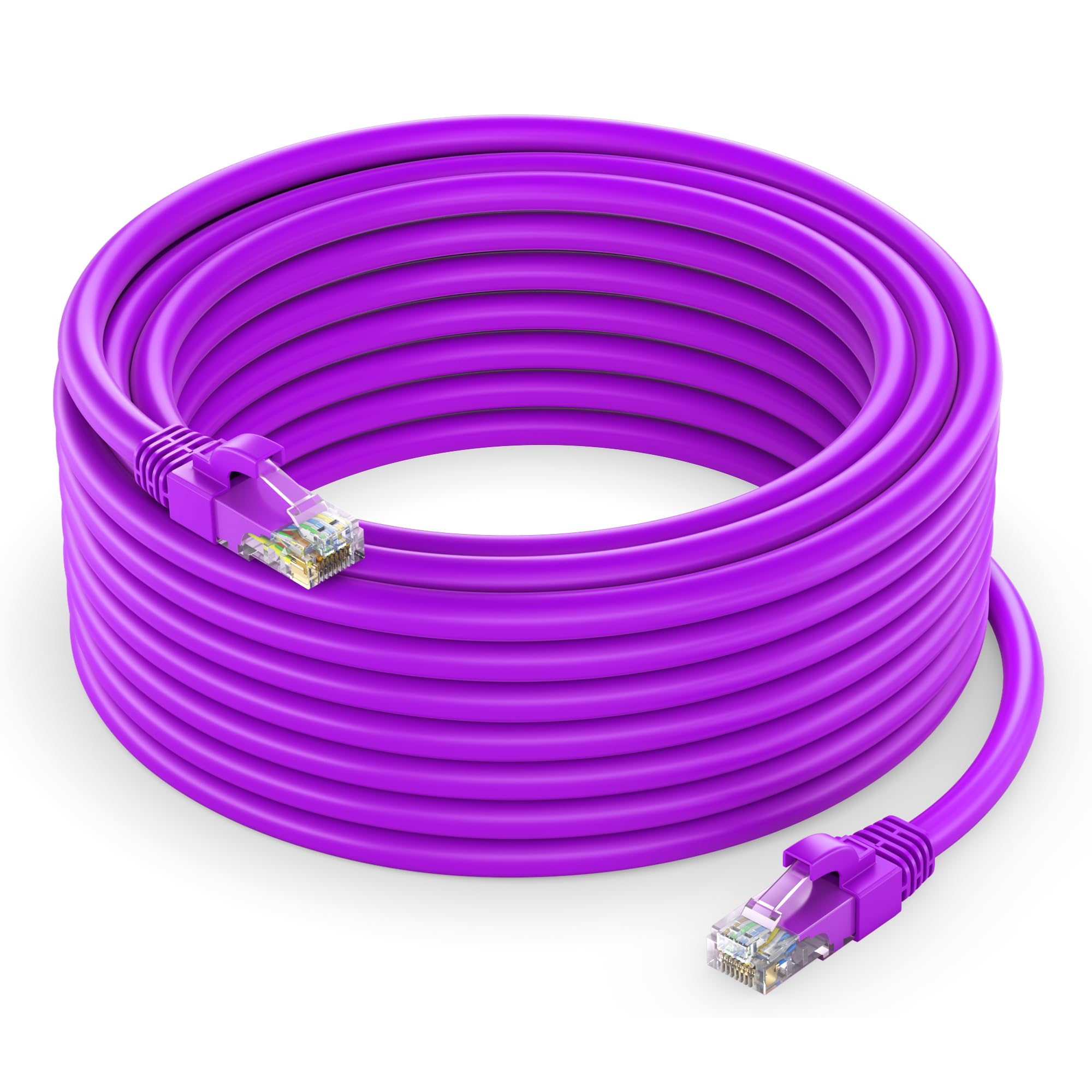 Maximm Cat 6 Ethernet Cable - 30 ft High-Speed LAN & Internet Patch Cable, UTP, 10Gbps, 550MHz - Purple
