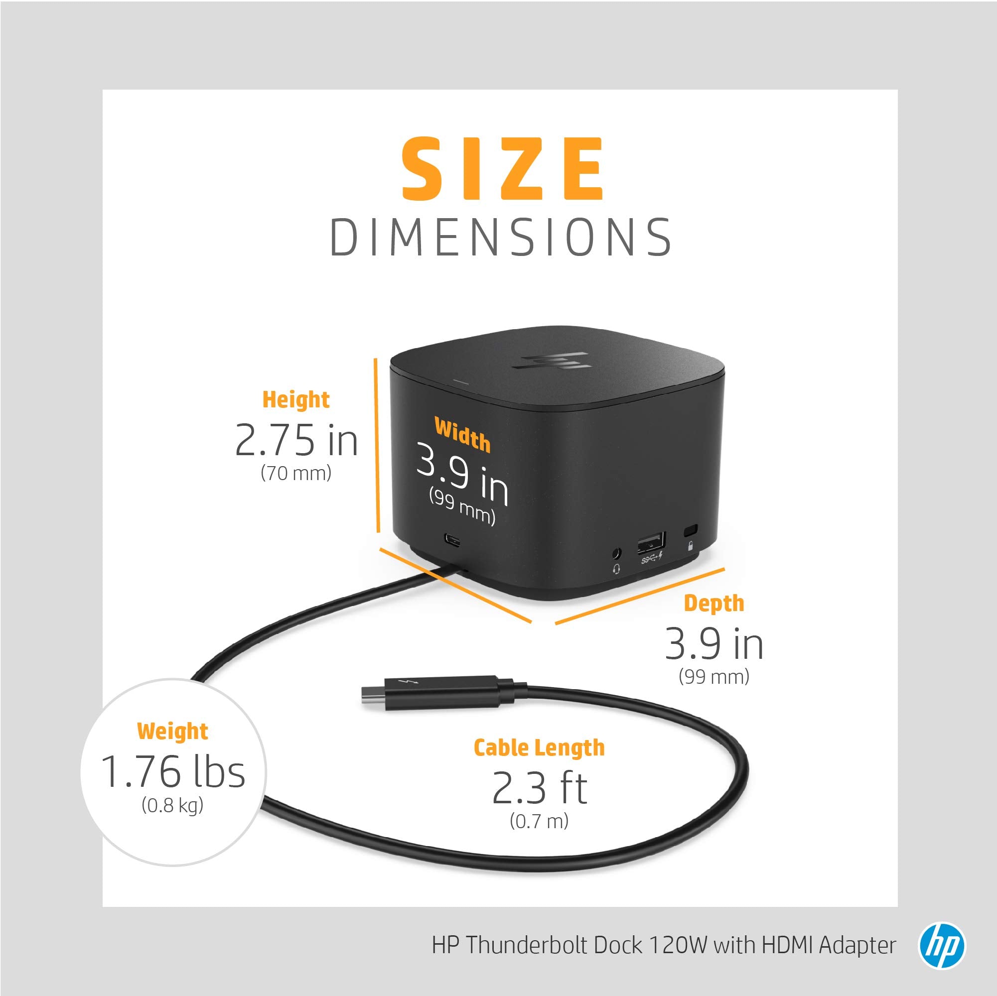 HP Thunderbolt Dock 120W with HDMI Adapter, Universal USB C Docking Station, One Cable, Multiple Connections, with a Single USB C� to Any Brand Laptop (6HP48AA#ABL)