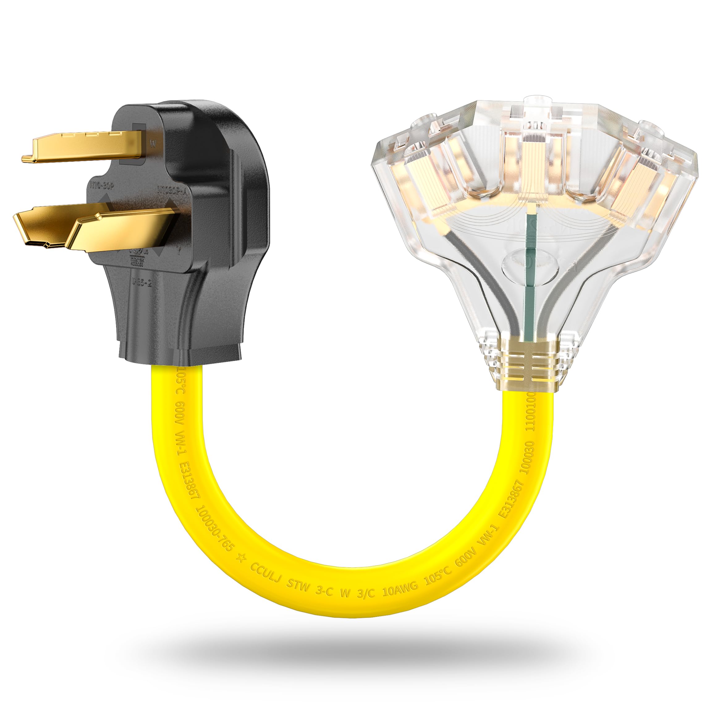 Lavandino 3 Prong Dryer Adapter 30 Amp To 110V/125V, Nema 10 30P To 5 15R/5 20R Household Tri Outlets Power Converter