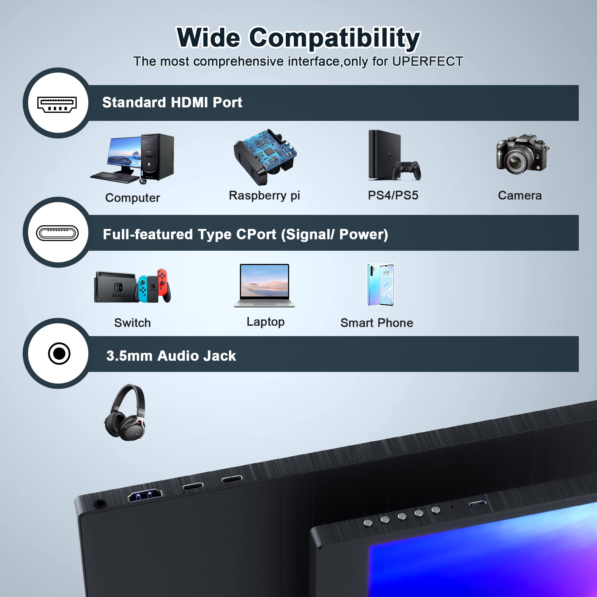 Zscmalls Portable Monitor 17.3 Inch 144Hz 1080P Fhd Gaming Monitor Usb C Hdmi Computer Display Hdr Ips Laptop Screen Extender Wi