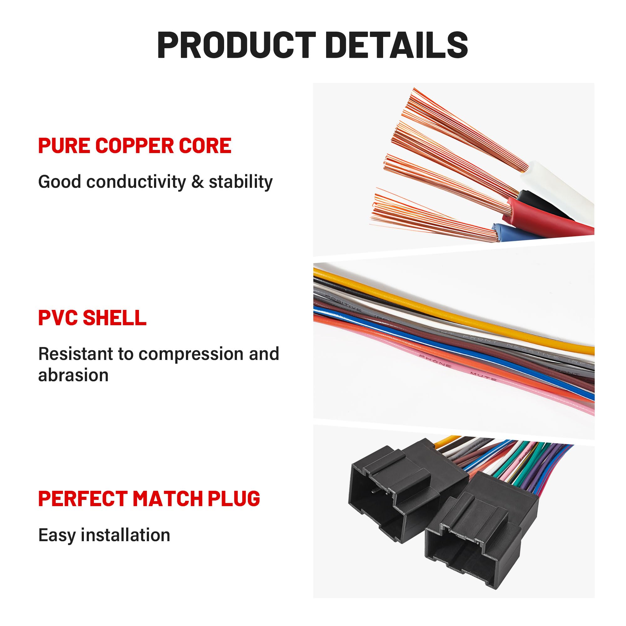 Red Wolf Car Aftermarket Radio Stereo Wiring Harness Adapter Connector Compatible With 2006 2013 Chevy Gmc Express Savana Buick