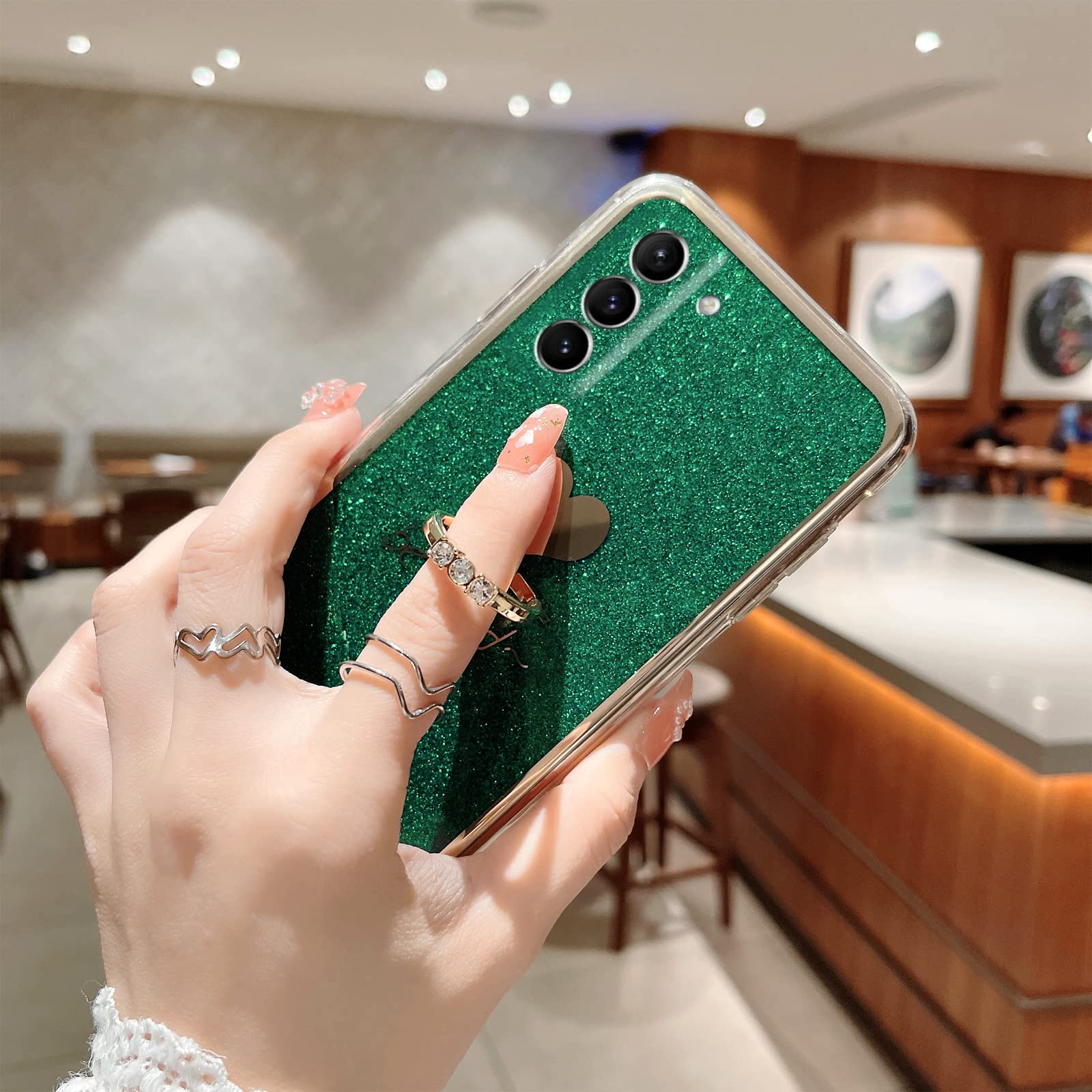 Easyscen For Galaxy S22 Phone Case, Case For Samsung S22 (6.1 Inch) With Kickstand Ring Glitter Sparkly Slim Soft Silicone Bumpe