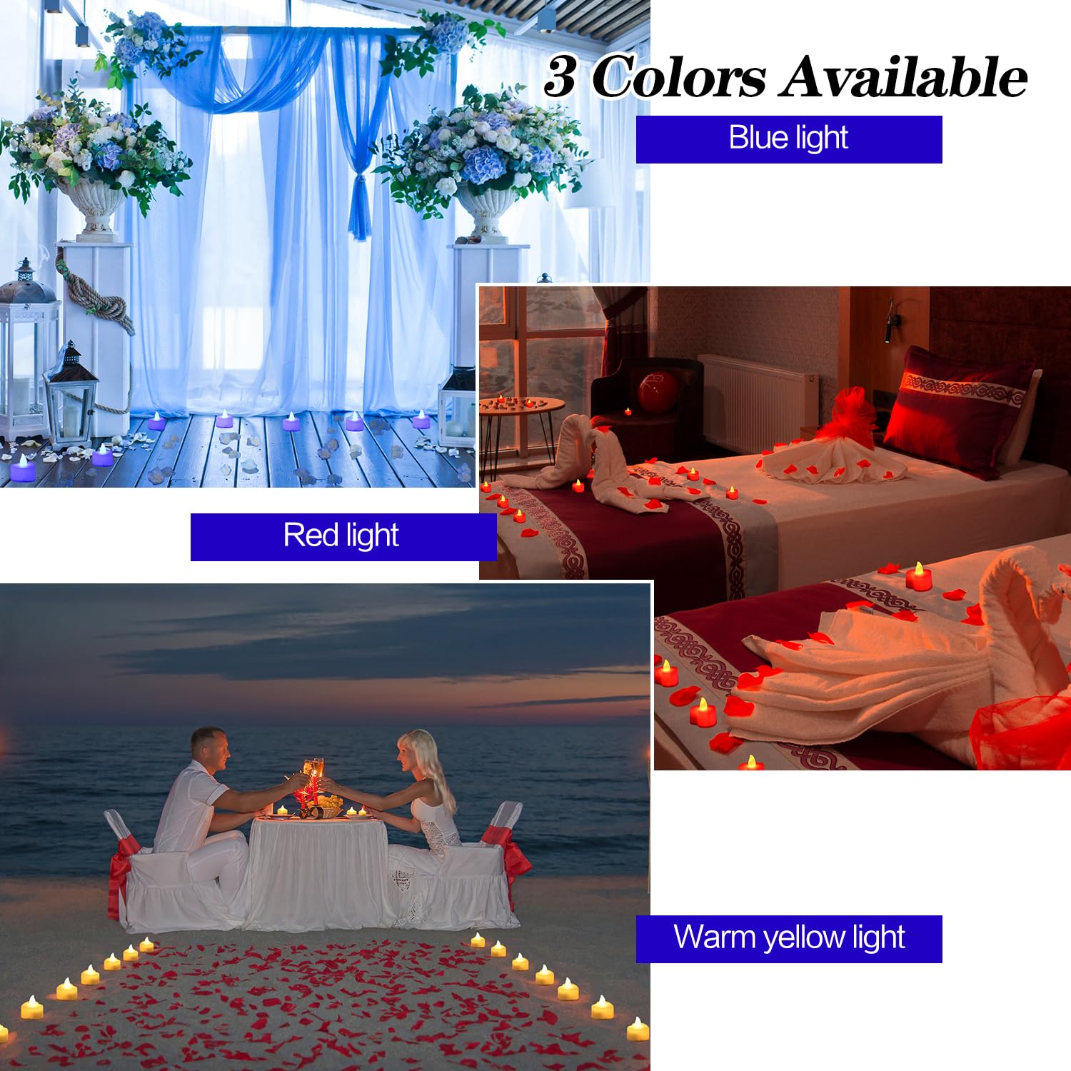 Koaby 2000/4000/8000Pcs Artificial Rose Petals With Led Tea Lights Kit, For Special And Romantic Night Valentine Wedding Decor(2