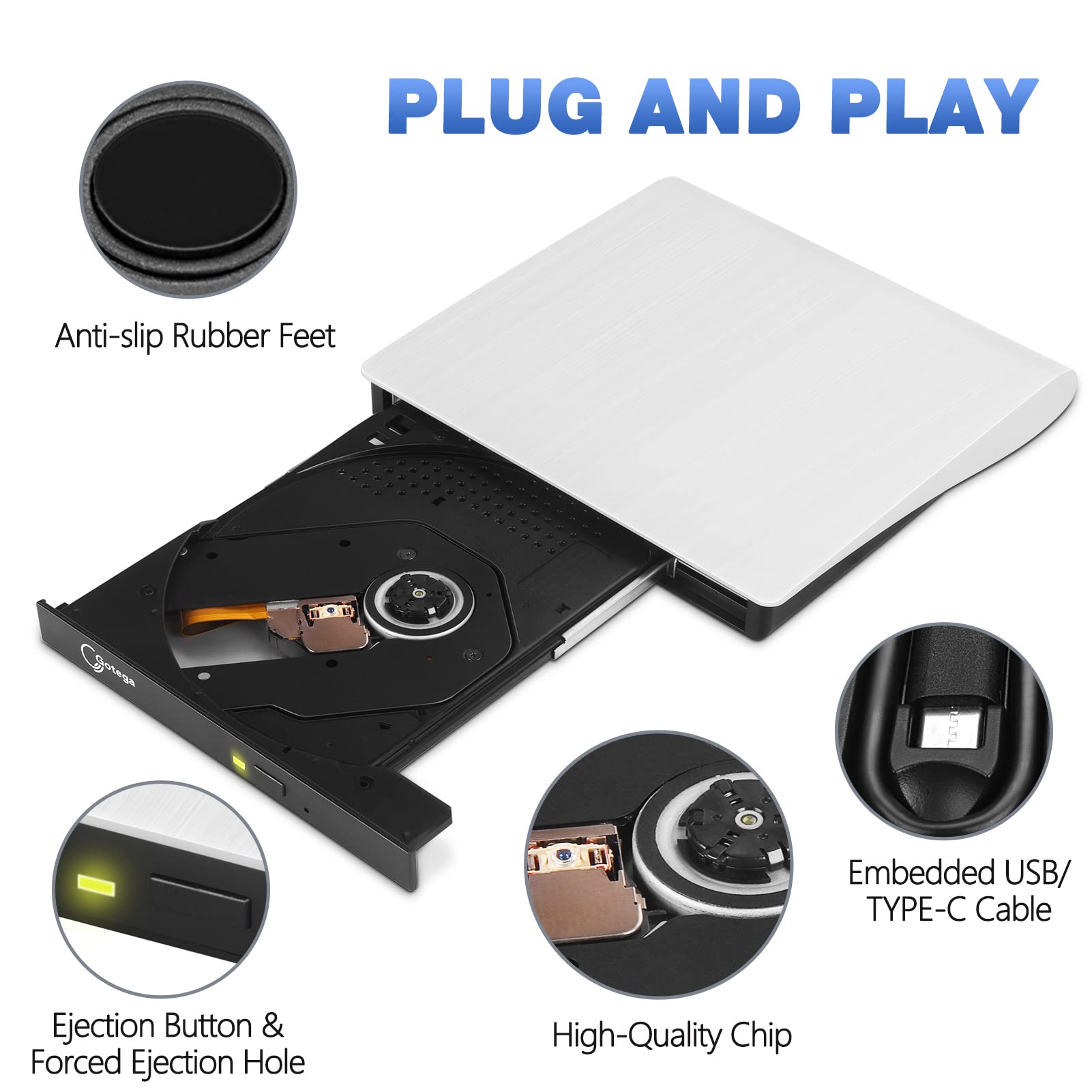 External Dvd Drive Usb 3.0 Type C Usb C Portable Cd/Dvd +/ Rw Disk Drive External Cd Drive Dvd Player For Laptop Cd/Dvd Rom Burn
