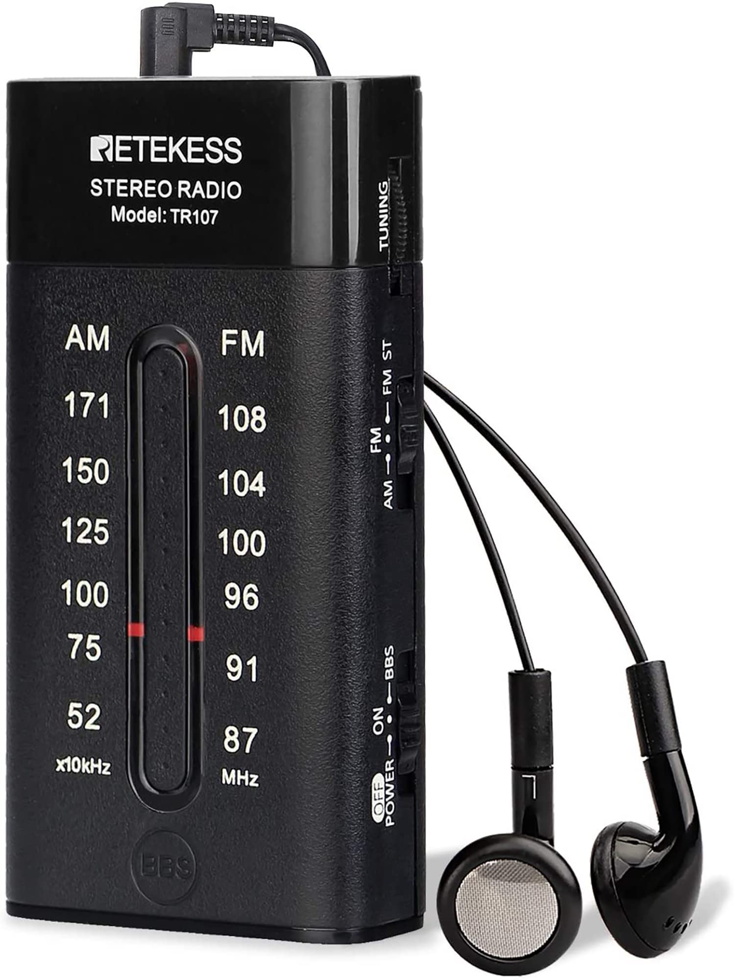 Retekess Tr107 Pocket Radio Am Fm, Portable Radio With Headphones, Aaa Battery Operated, Fm Stereo And Bass Boost, Ideal For Wal