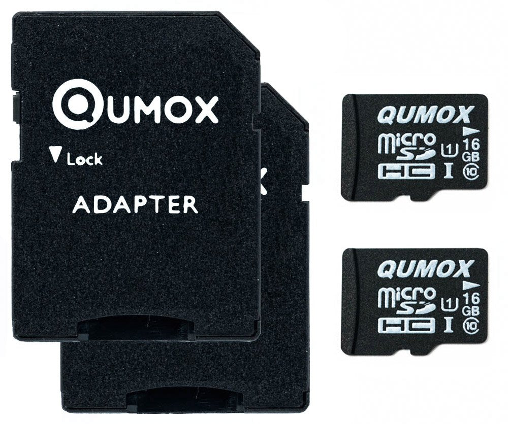 Qumox 2X 16Gb Micro Sd Memory Card Class 10 Uhs I 16 Gb Highspeed Write Speed 12Mbs Read Speed Upto 70Mbs