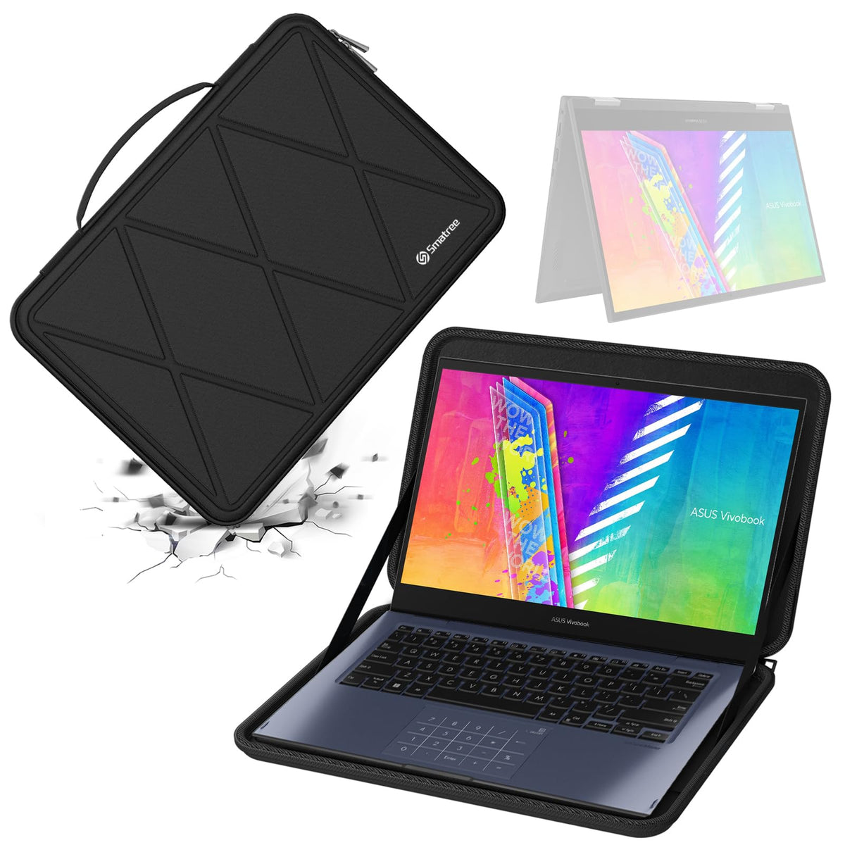 Smatree Hard EVA Protective Sleeve Case Compatible for 14 inch ASUS Vivobook Go 14 Flip (J1400), for ASUS Vivobook 14 Notebook Bag (X8246)