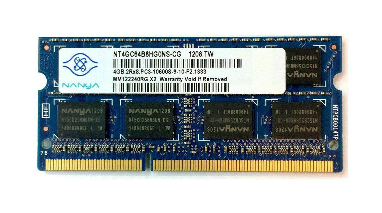 Nanya Nt4Gc64B8Hg0Ns Cg 4Gb Notebook Sodimm Ddr3 Pc10600(1333) Unbuf 1.5V 2Rx8 204P 512Mx64 256Mx8 C