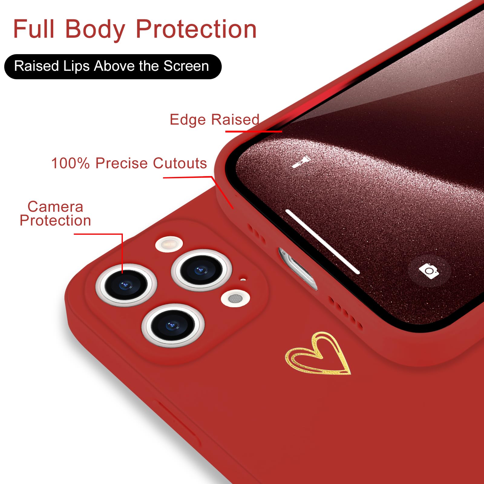 Wirvyuer For Iphone 14 Pro Case Cute Heart Pattern Soft Shockproof Slim Protective Silicone Phone Case Cover For Women Girls, Br