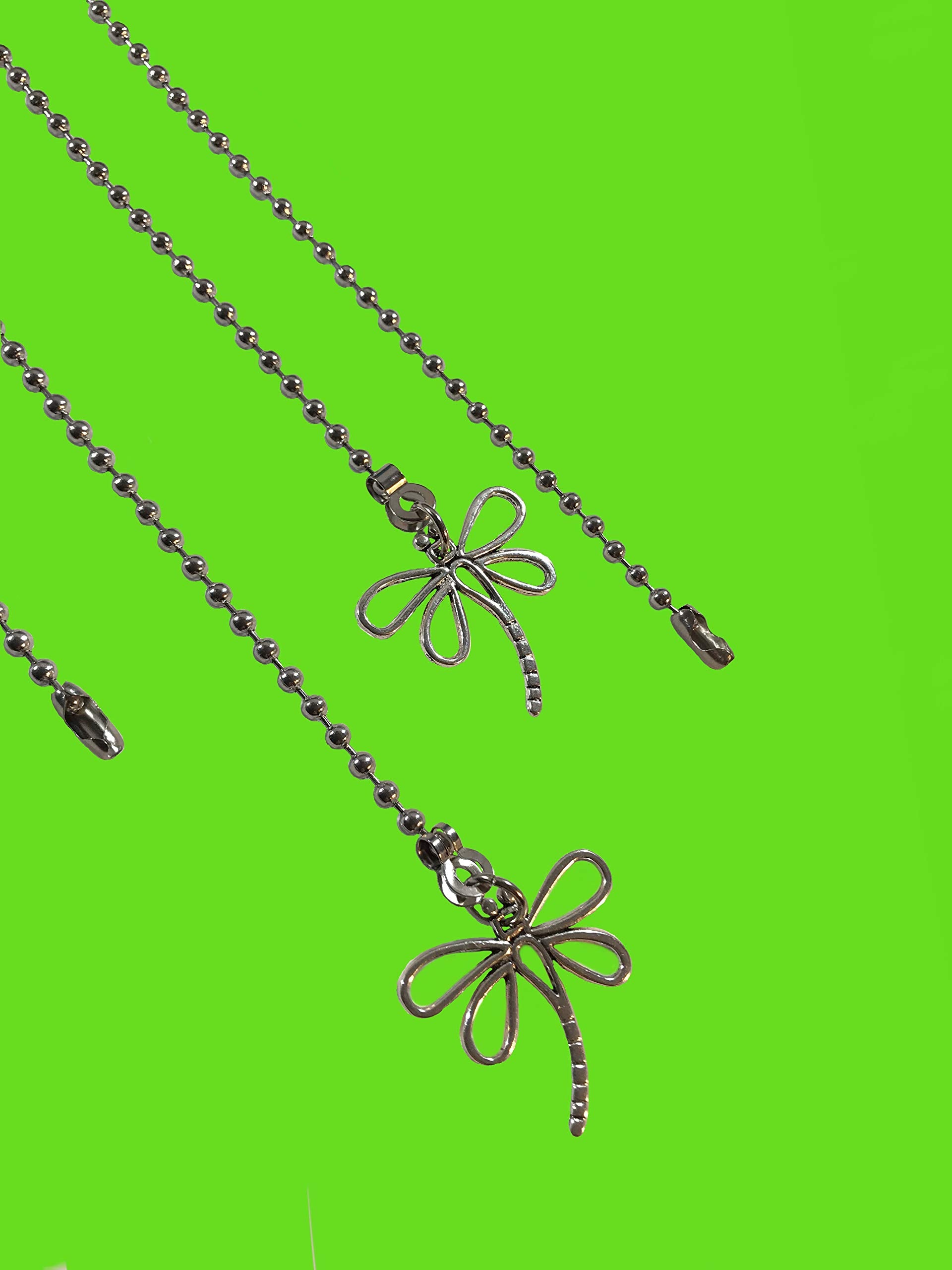 Dragonfly Silver Tone Fan Light Pull Chain Replacement Extender Set 3.2Mm