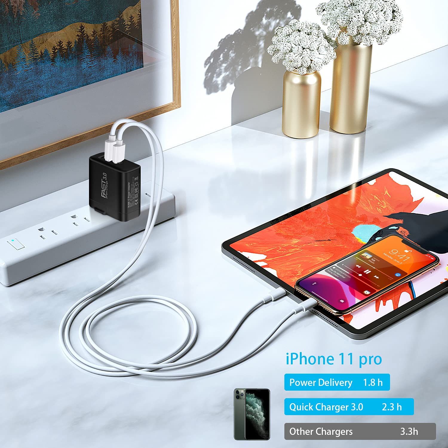 Usb C Charger 2Pack, Iseekerkit 30W 3 Port Fast Type C Wall Charger Block With Pd 3.0 + 5V/2.4A Foldable Usb C Charging Block Pl