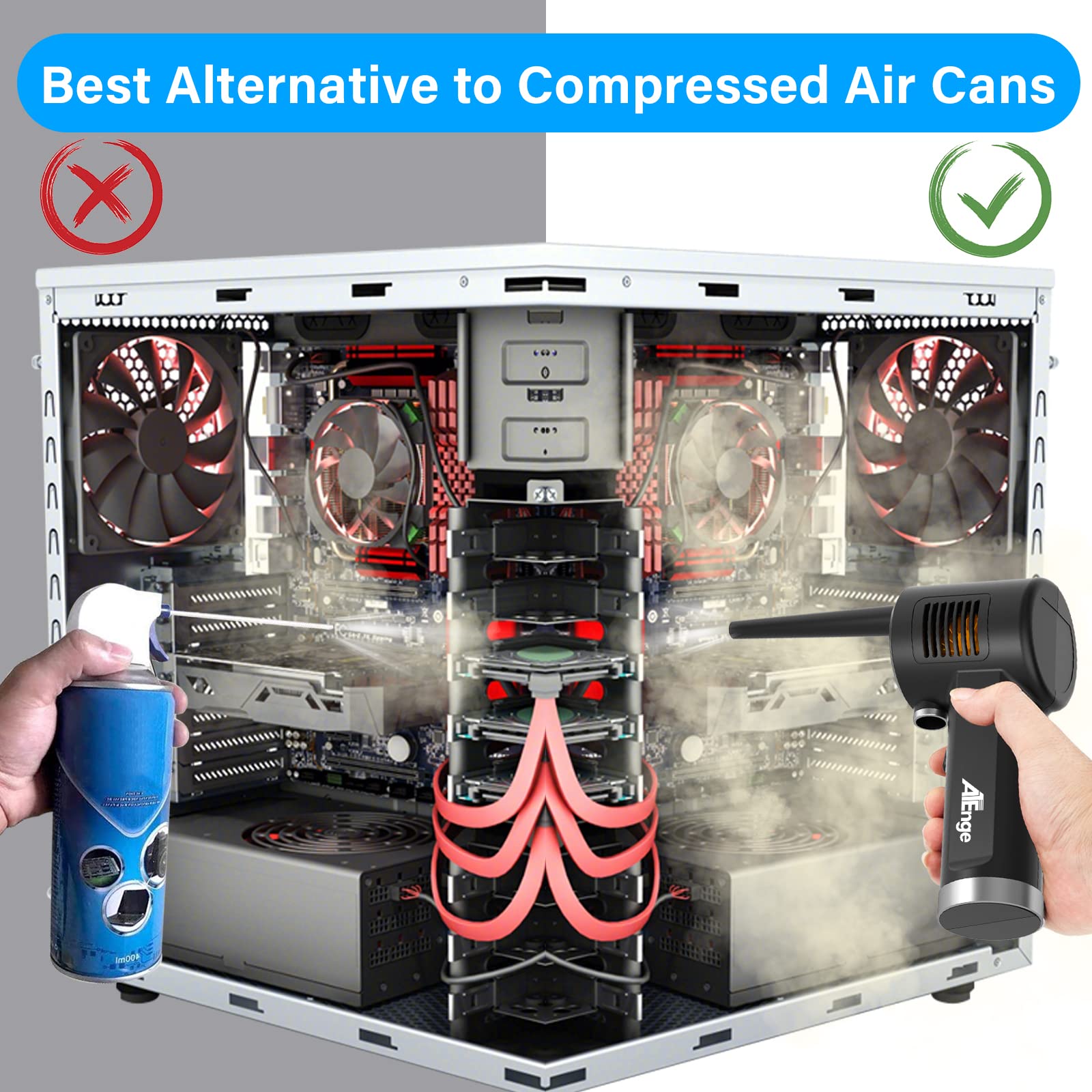 Electric Air Duster, Cordless Air Duster, Rechargeable Compressed Air Duster, 33000 Rpm Air Blower, Two Smart Start Modes, Good