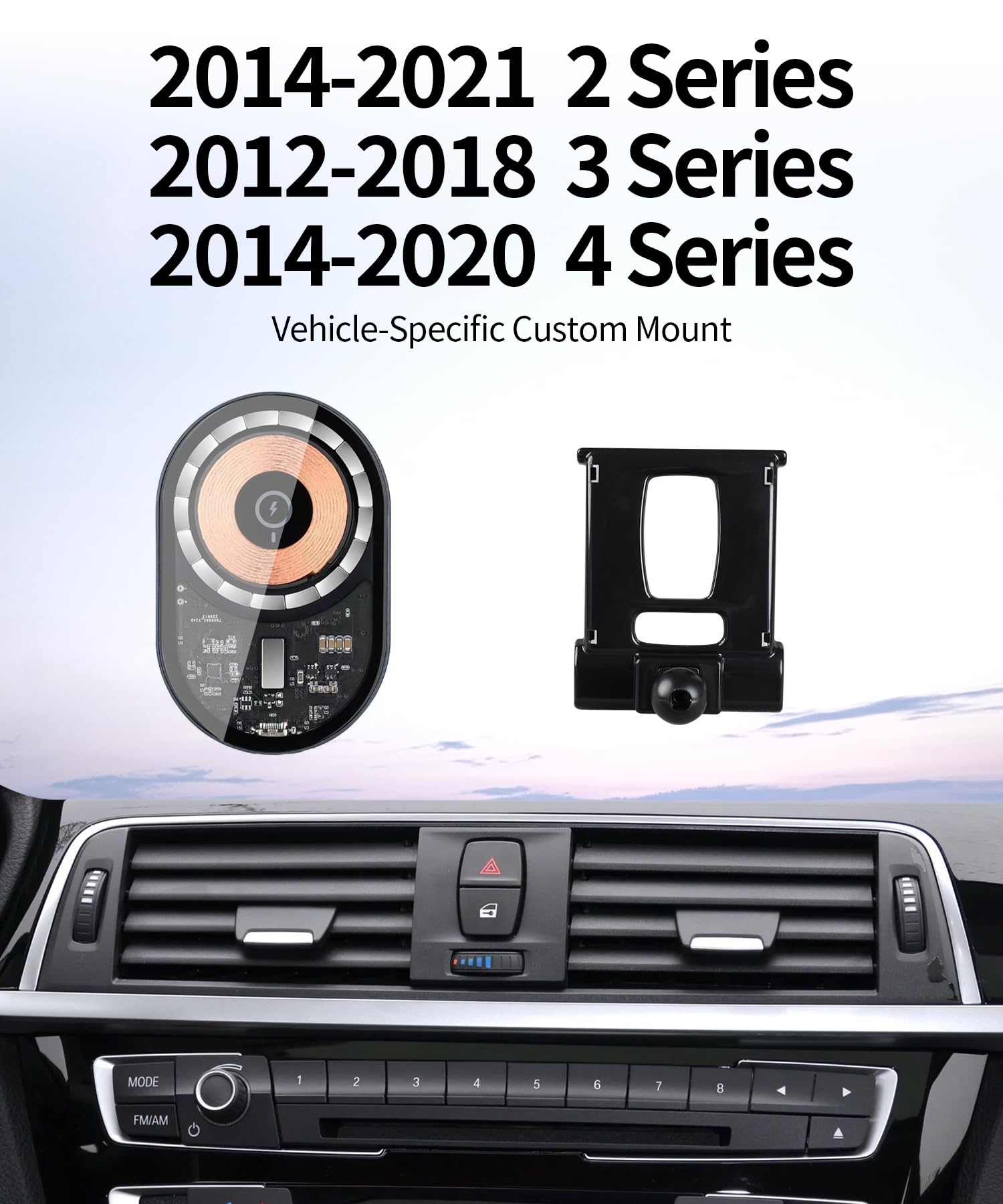 Masergogo Wireless Charging Car Phone Holder For 2012-2018 Bmw 3 Series /2014-2020 4 Series/2014-2021 2 Series Auto Accessories