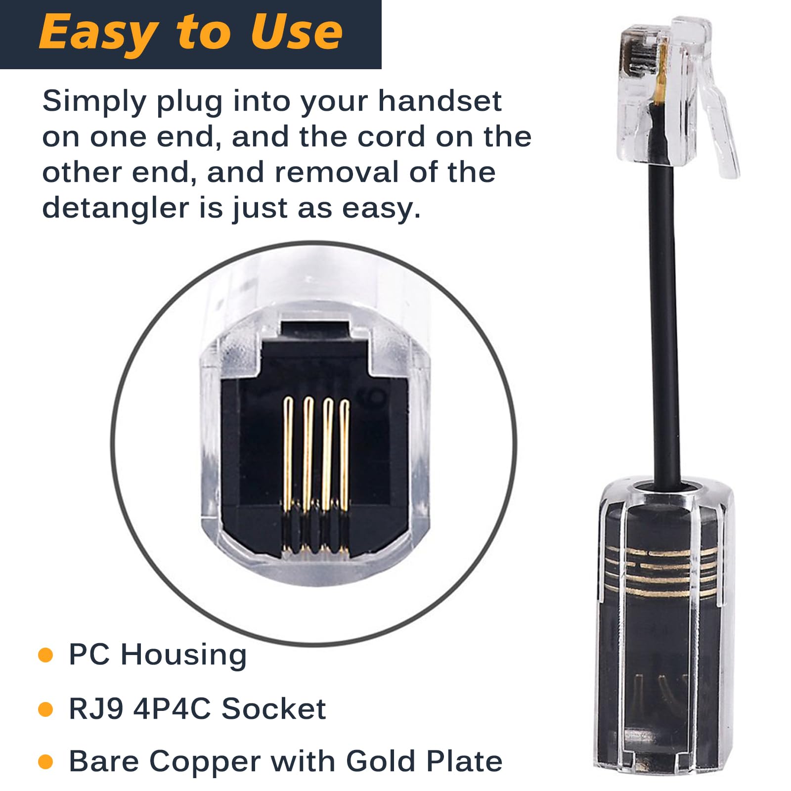 Yienfbev Telephone Handset Cord Detangler 1 Set, 1 Pack 360 Degree Rotating/Anti Tangle Landline Cable And 1 Pack Telephone Hand