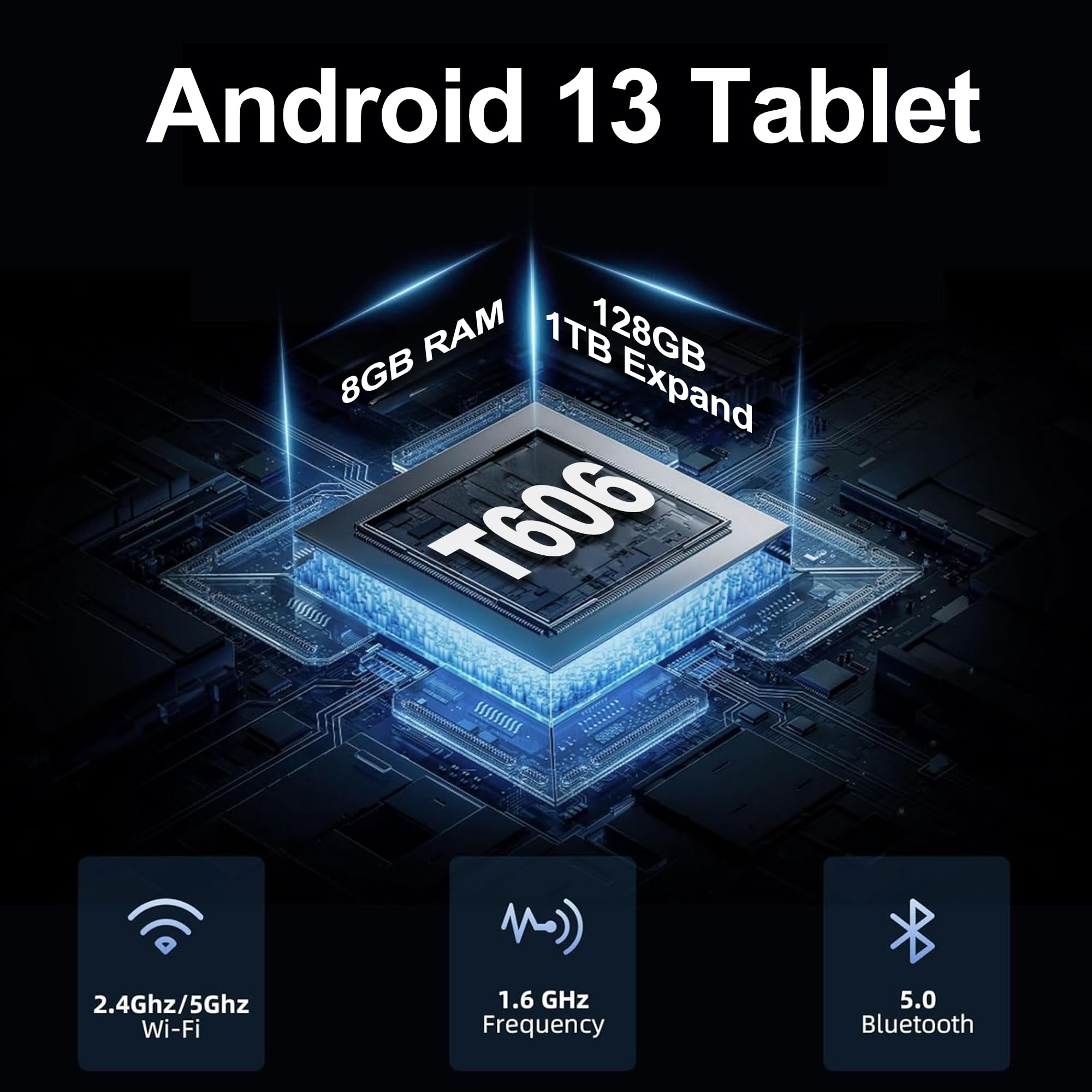 Shoudum Android 13 Tablet   10.1 Inch Android Tablet With Case, 8Gb Ram 128Gb Rom 1Tb Expand, Quad Core Processor, 1280 X 800 Ip