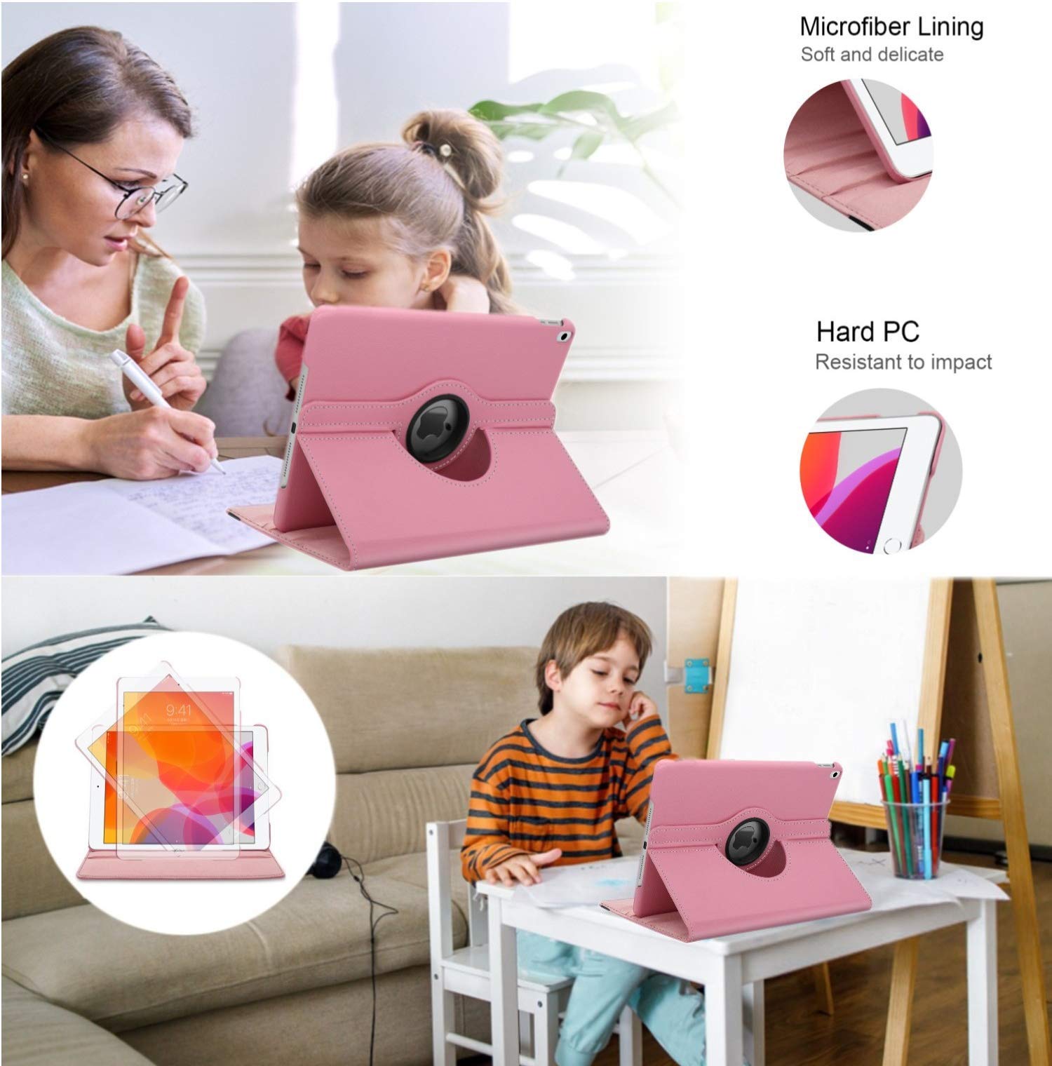 Case For Ipad Air 1St Generation Models A1474 A1475A1476 360 Rotating Stand With Wake Up/Sleep Function Also For Ipad 6Th 5Th Ai