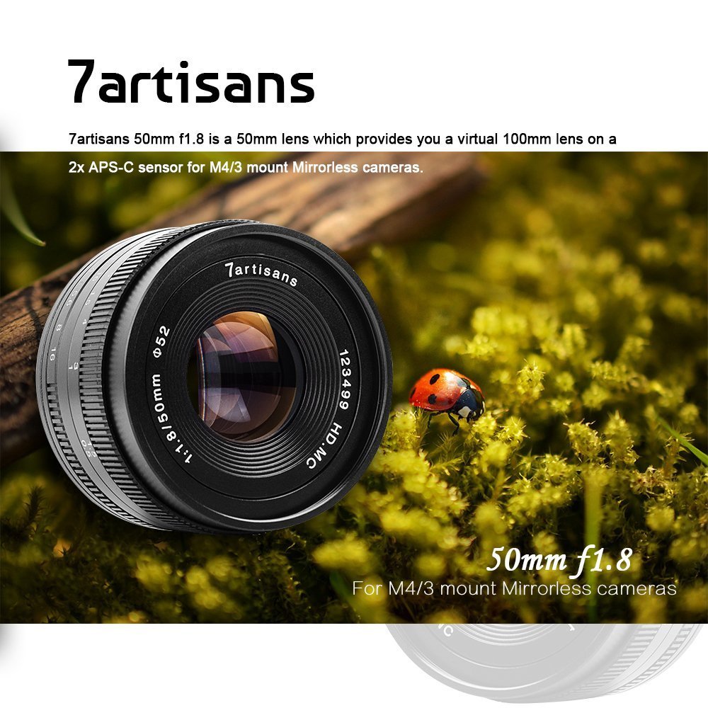 7Artisans 50Mm F1.8 Aps-C Manual Fixed Lens For Fuji Cameras X-A1 X-A10 X-A2,X-A3 X-At X-M1 Xm2 X-T1 X-T10 X-T2 X-T20 X-Pro1 X-P
