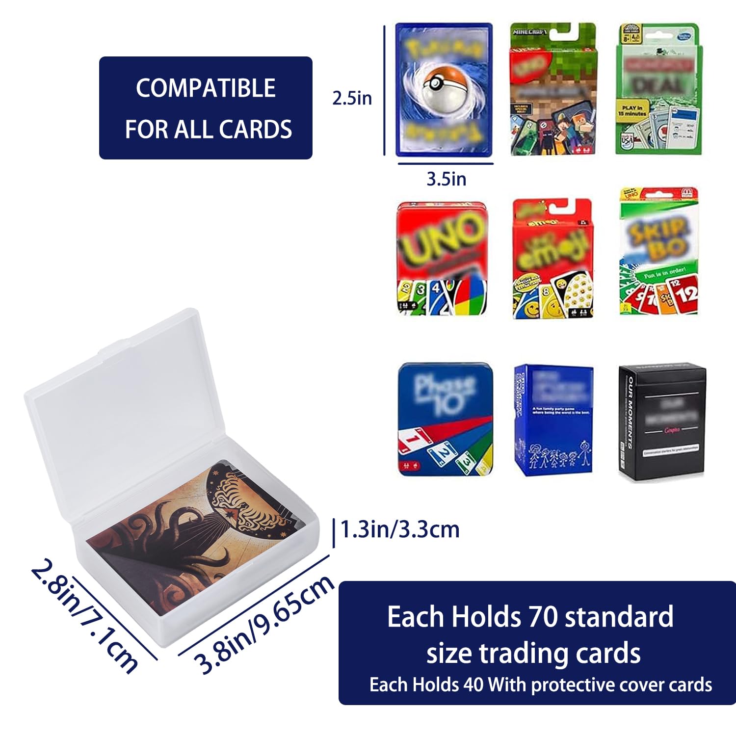 Jepisadi Trading Card Storage Box 900+ Baseball Card Box With 13 Independent Card Box,Each Holds 70 Cards Organizer Clear Displa