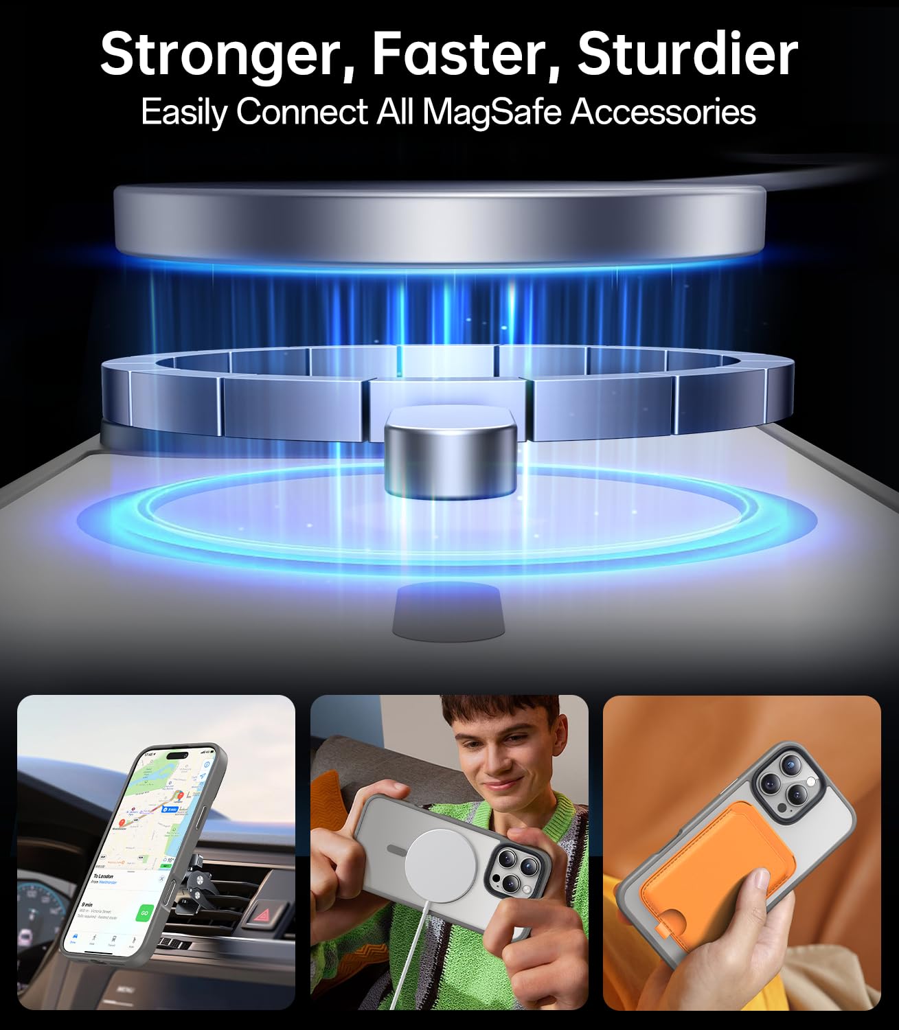 Meifigno Magnetic Case For Iphone 16 Pro Max 6.9, Compatible With Magsafe, Military Grade Protection, Translucent Matte Back Wit