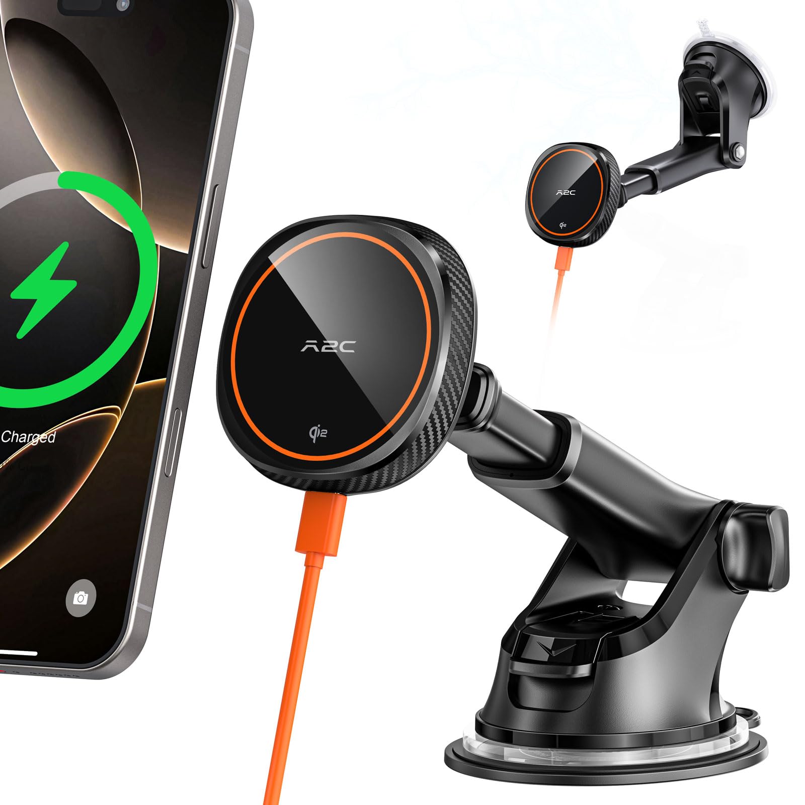 Apps2Car Magnetic Car Phone Mount   Designed Only For Magsafe Iphone 16 12 Series, Orange