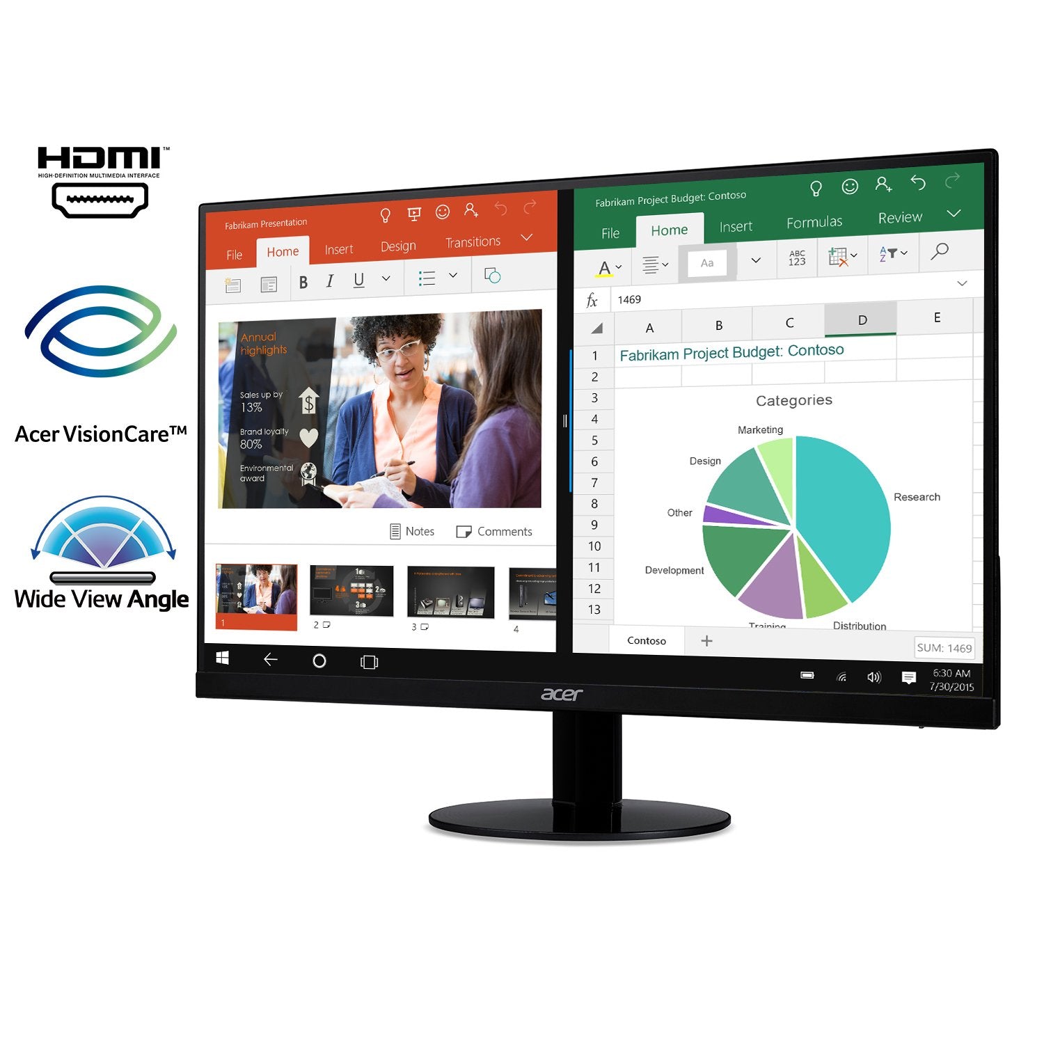 Acer Sb220Q Bi 21.5 Inches Full Hd (1920 X 1080) Ips Ultra Thin Zero Frame Monitor (Hdmi & Vga Port), Black