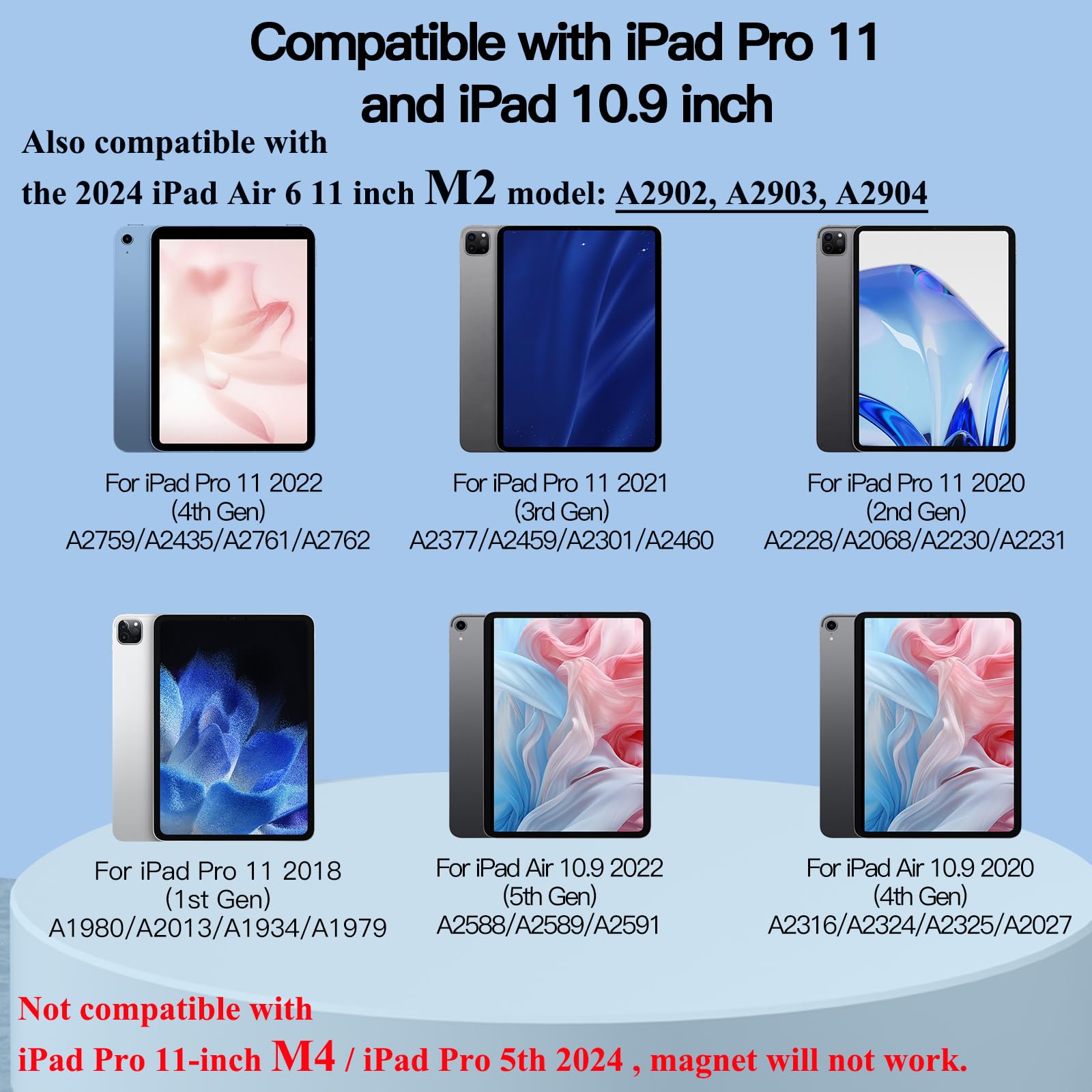 Emoonland Keyboard Case For Ipad Air 11 Inch 2024 M2 & Ipad Pro 11 Inch 4Th/3Rd/2Nd/1St & 10.9    Ipad Air 5Th/4Th Generation