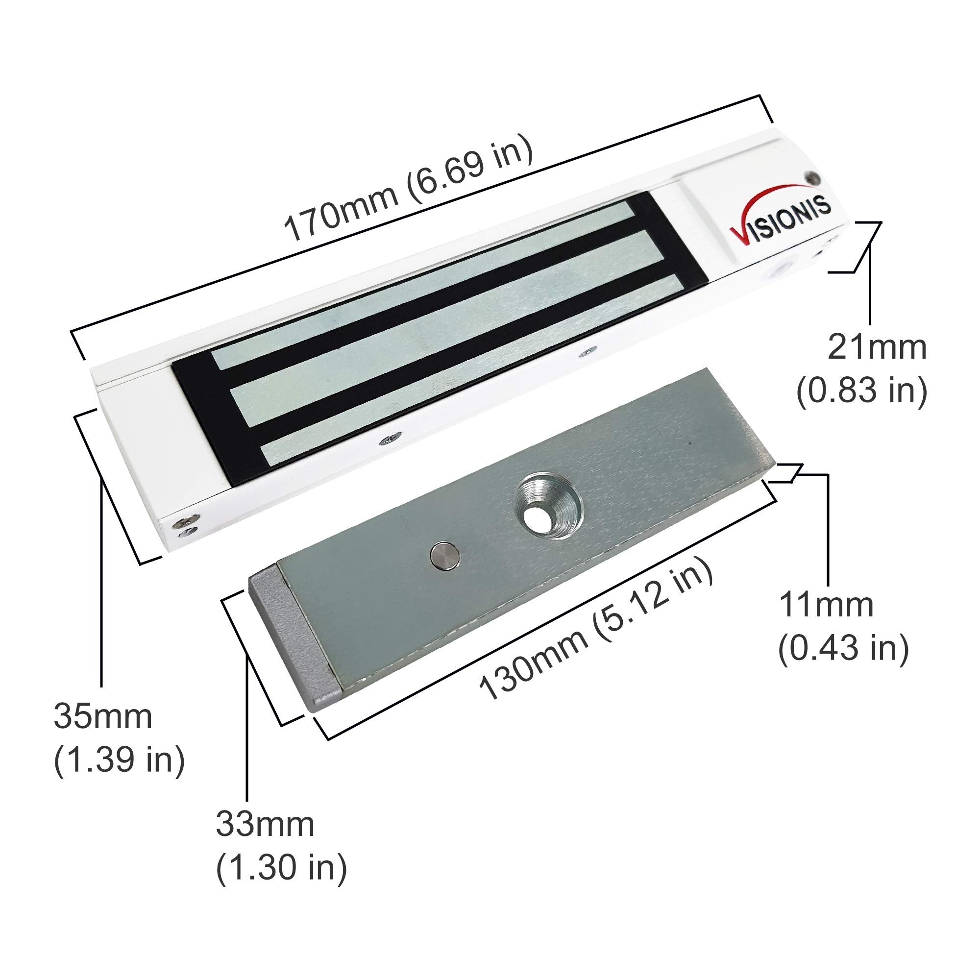 Visionis Vs Visml300Led Wh Indoor 300Lbs White Electromagnetic Lock With Led Sensor For Door Access Control