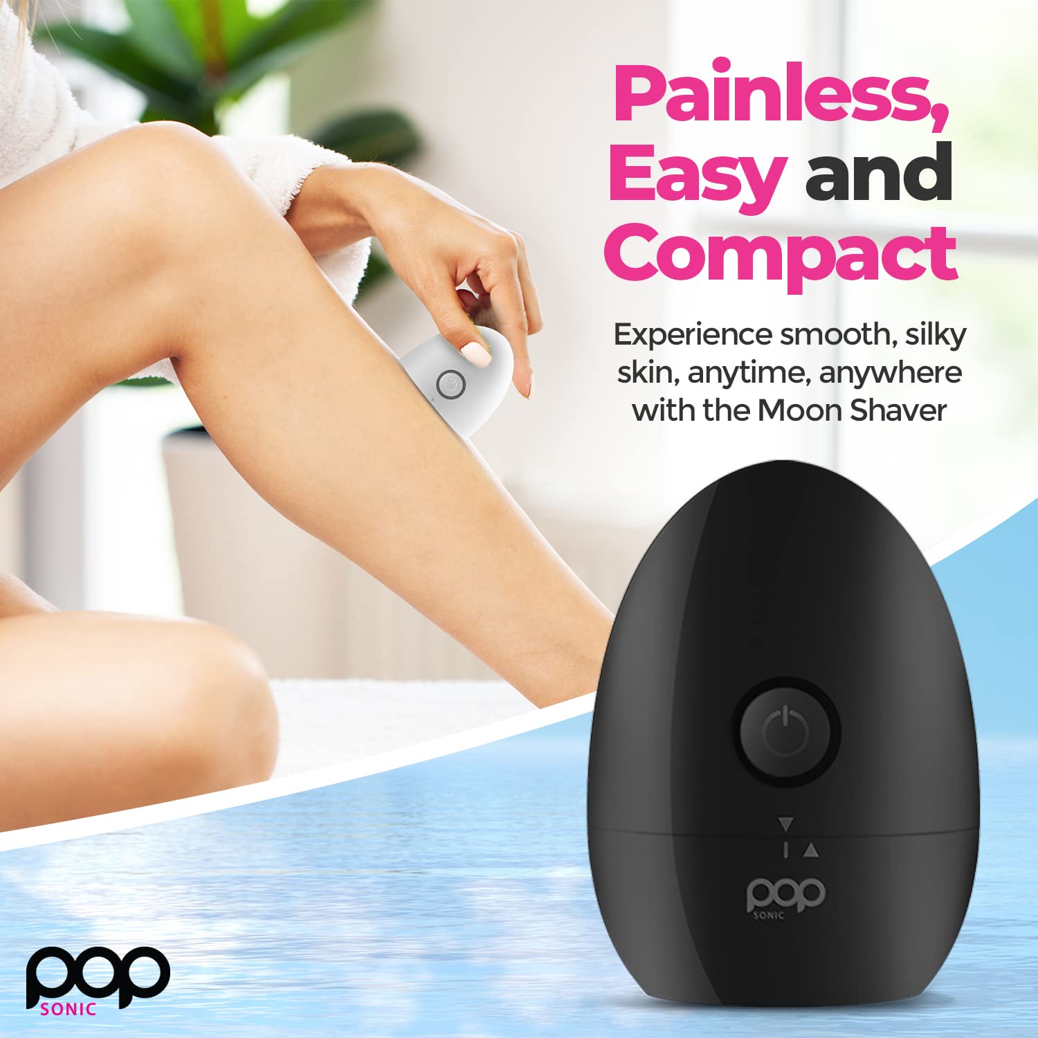 Pop Sonic Moon Shaver (Black)   Face & Body Shavers For Men & Women   3 Floating Rotary Heads Face Shaver W/Removable Cap   Long