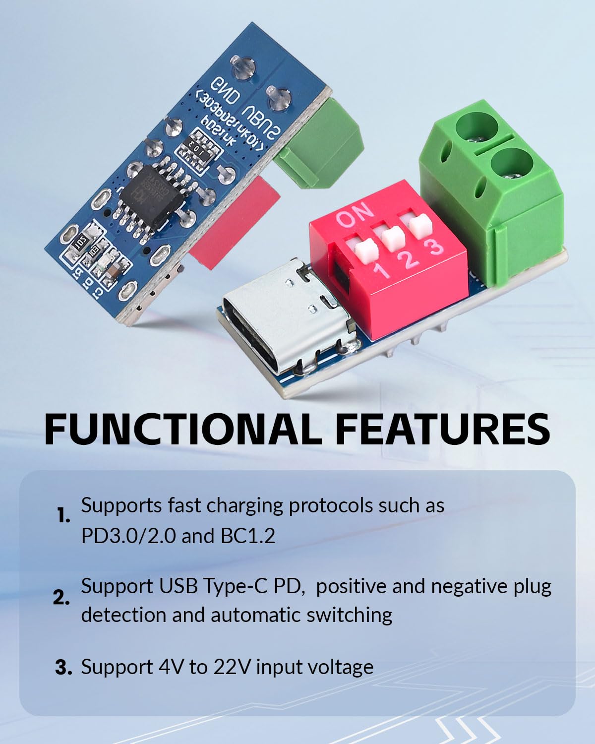 Seloky Usb C Pd Trigger Module, Pd/Qc Fast Charge Decoy Board, Usb Type C To 5V/9V/12V/20V High Speed Charging Power Delivery Bo