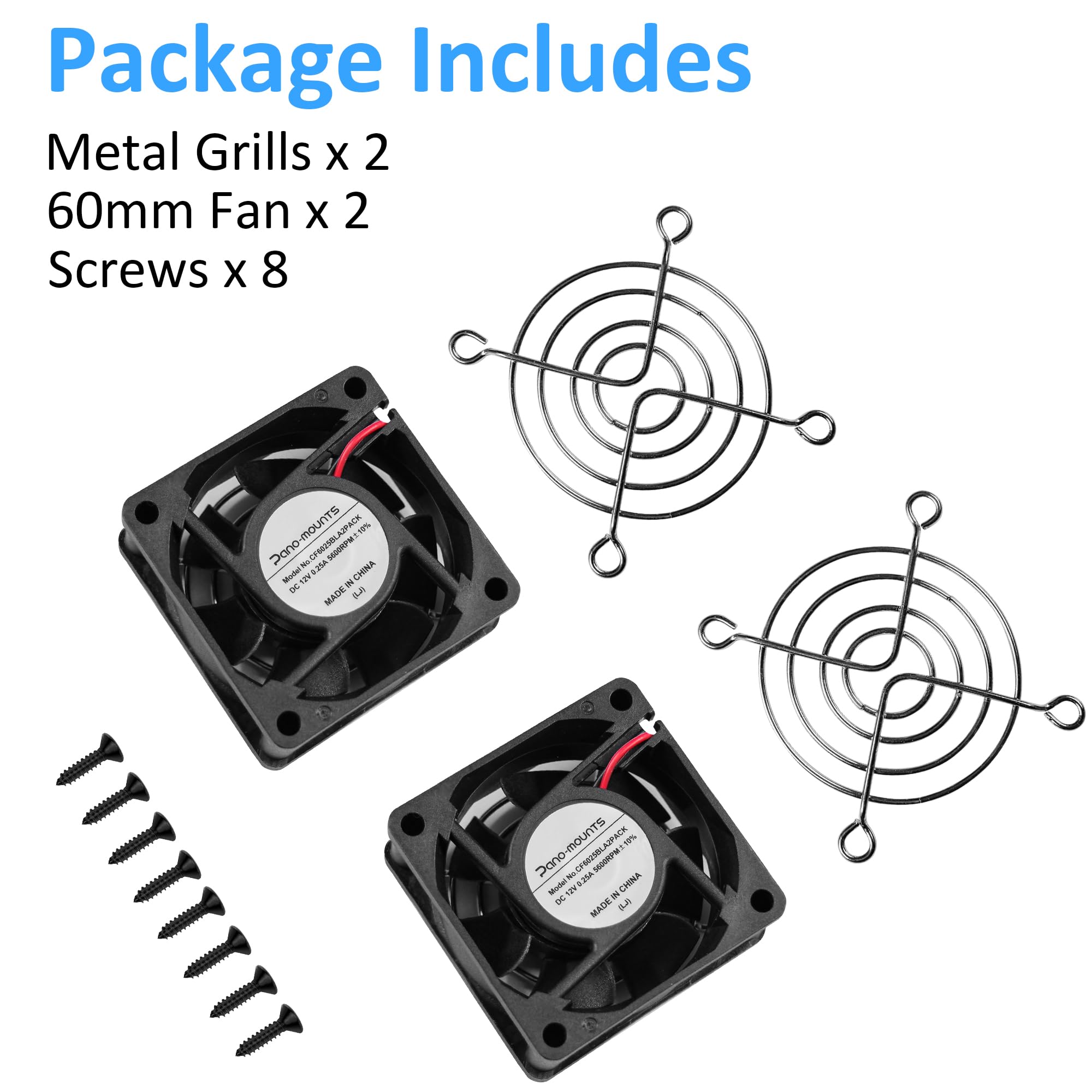 60Mm 12V Dc Cooling Fan   Panomounts Cf6025 High Airflow 60Mm 25Mm 12V 2Pin Amp Fans For Car Audio Vent Cooling Fan Low Noise 5600Rpm 2 Pack