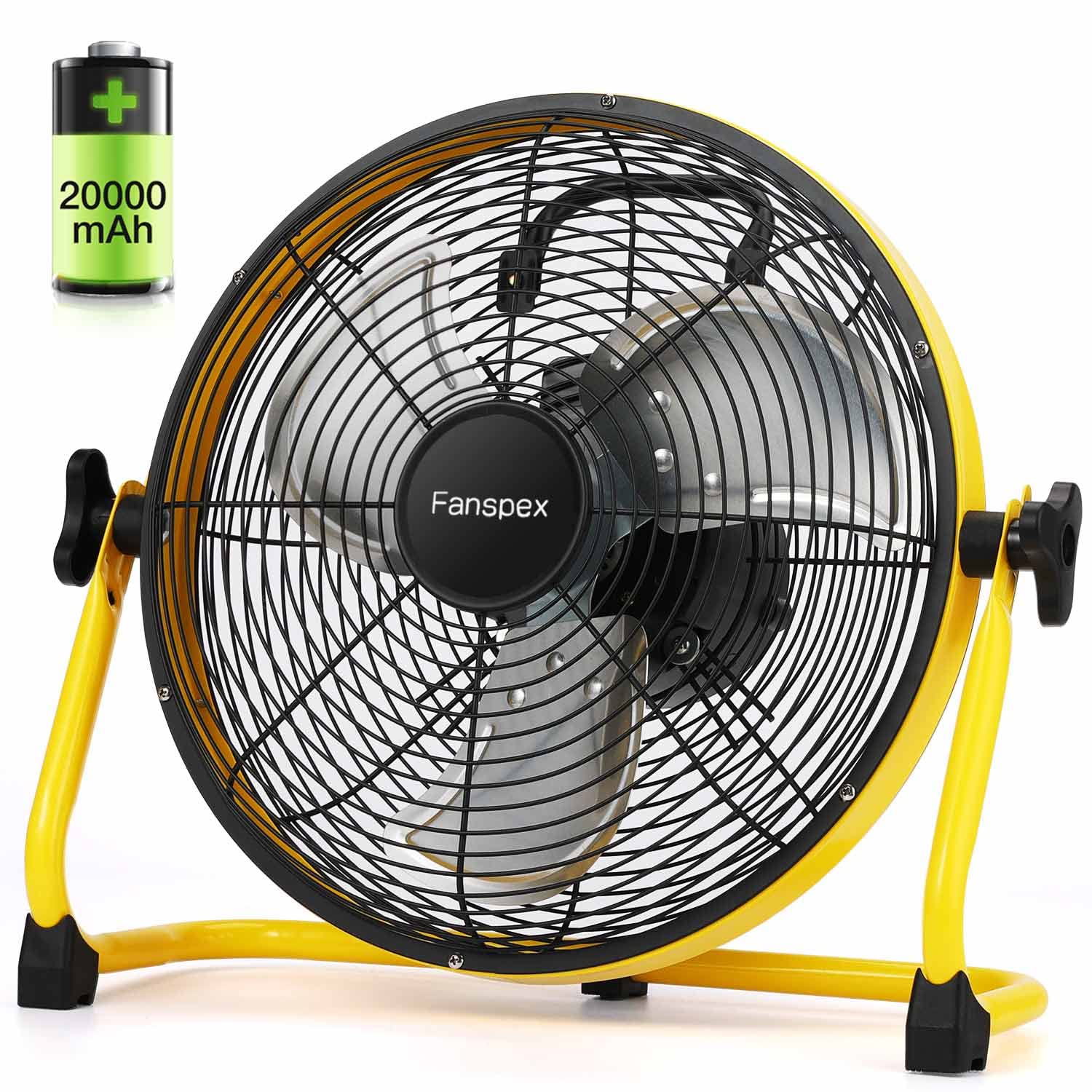 Fanspex 12 Portable Battery Operated Fan, 20000 mAh Cordless Rechargeable Floor Camping Fan for Outdoor, DC 24V, 40dB Low Nois
