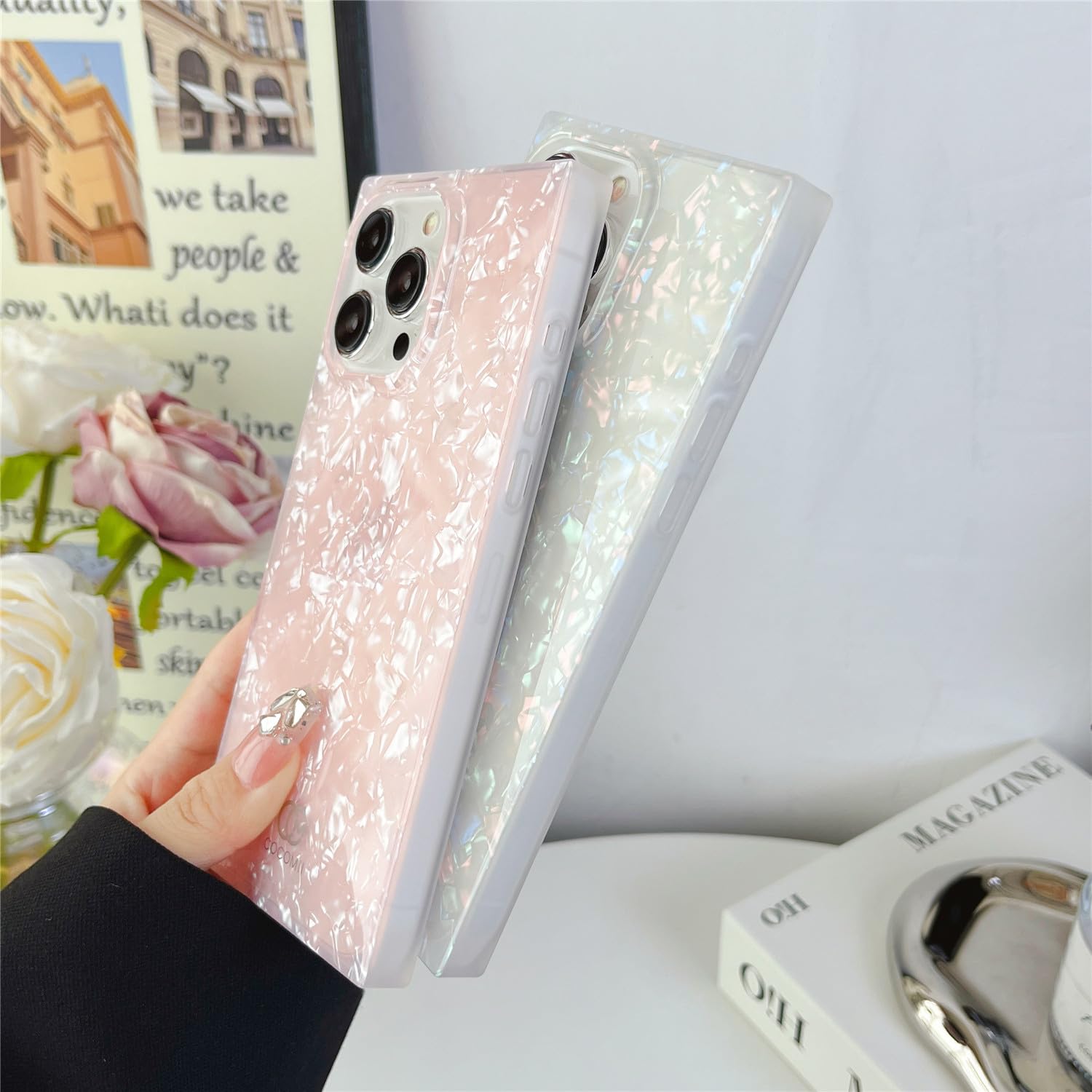 Cocomii Square Iphone 13 Case   Square Pearl Glitter   Slim   Lightweight   Glossy   Sturdy Tpu Silicone   Mother Of Pearl Seash