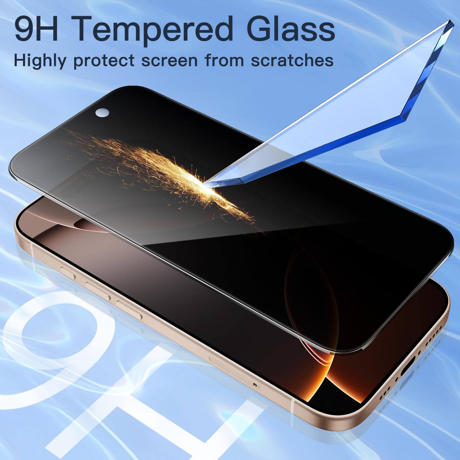 Jetech Privacy Screen Protector For Iphone 16 Pro Max 6.9 Inch, Anti Spy Tempered Glass Film With Easy Installation Tool, 2 Pack