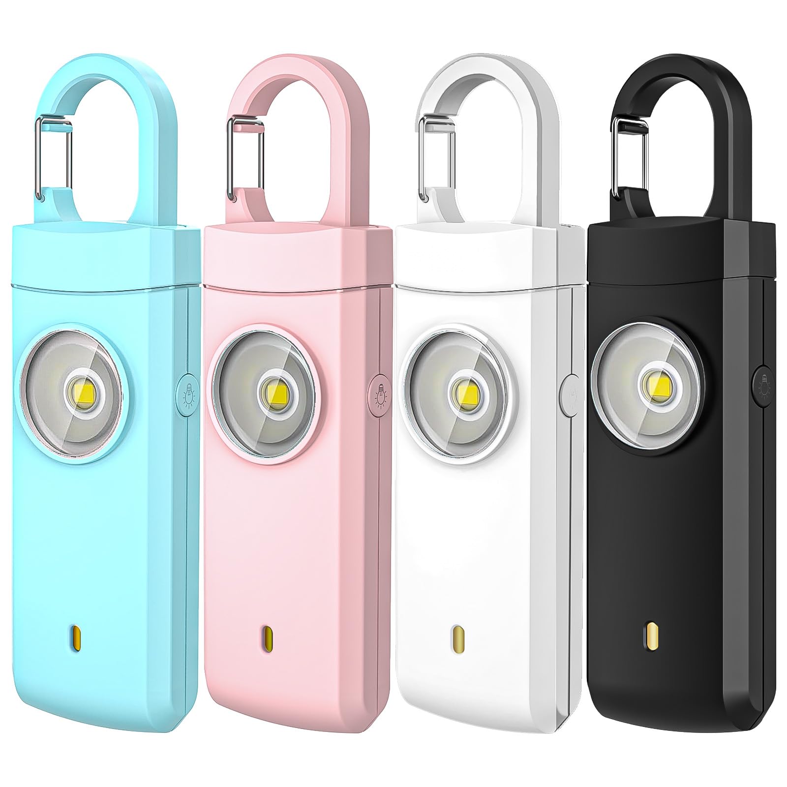 4 Pcs Self Defense Usb Rechargeable Alarm,130 Db Loud Siren With Led Strobe Light,Keychain Design For Easier Carrying, Personal