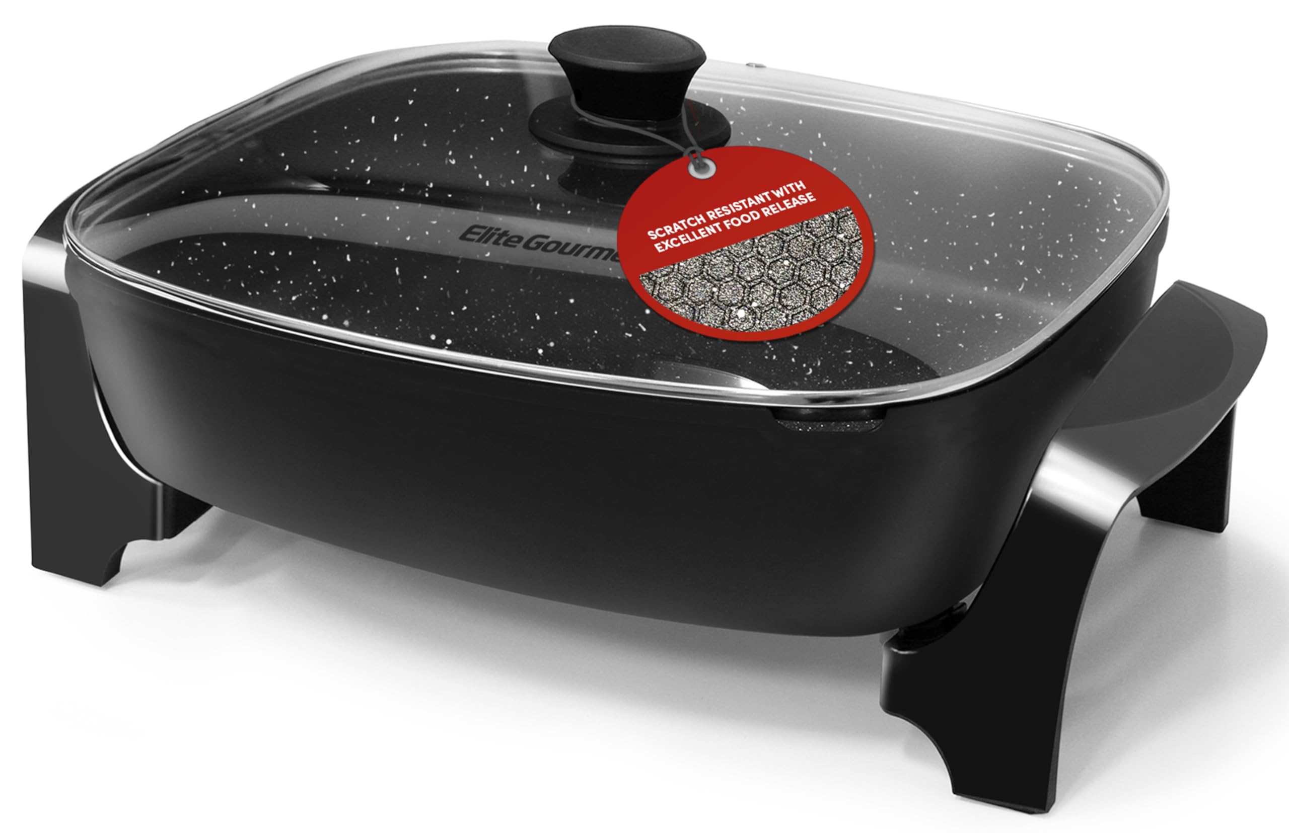 Elite Gourmet Eg6203 Extra Deep 16''X13''X3.2'' (10.5Qt.) Scratch Resistant, Easy Pour Spout, Dishwasher Safe, Non Stick Electri