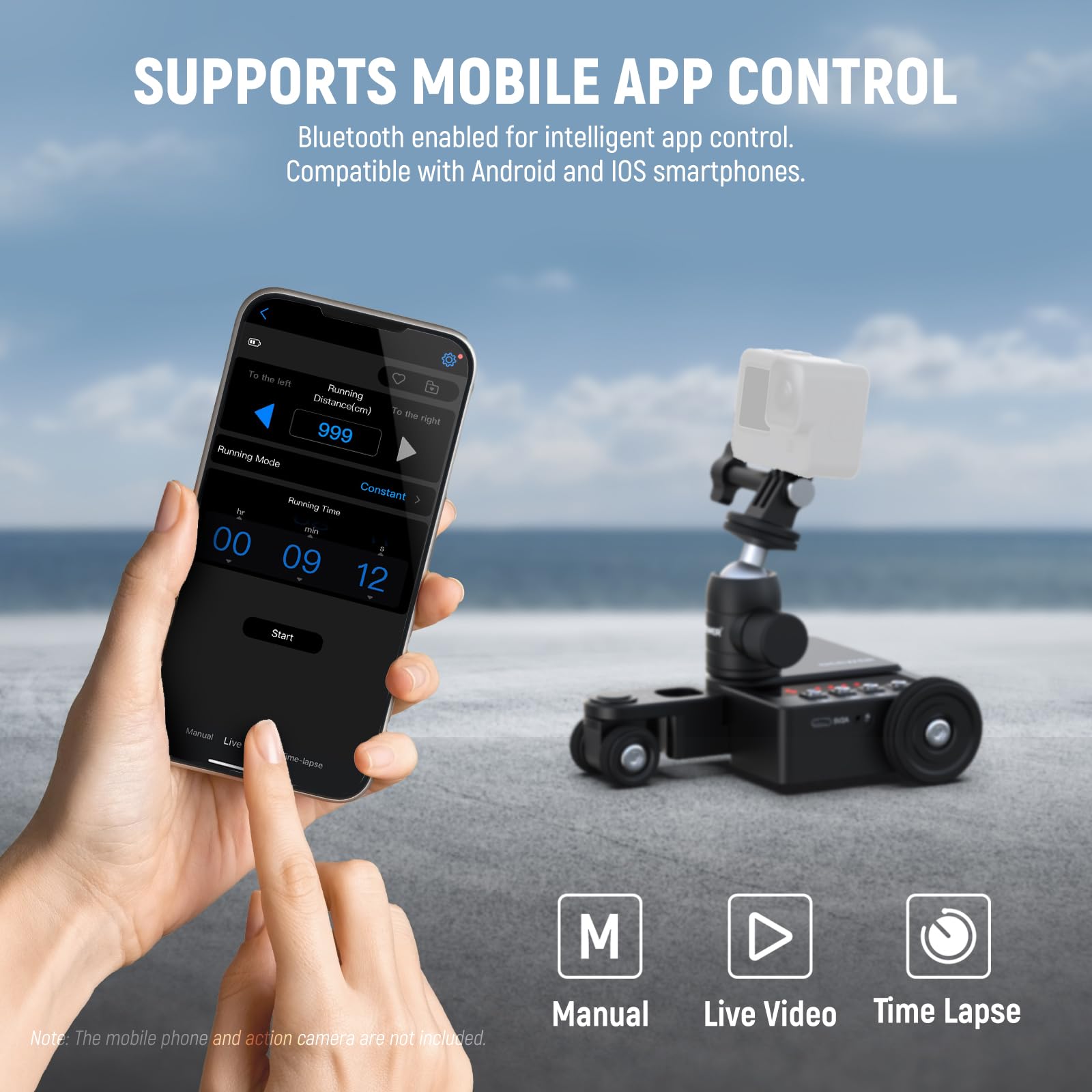Neewer Upgraded Motorized Camera Dolly With App Control, Ultra Silent Motor, Compatible With Gopro Hero 12 Iphone 15 Pro Max Sam